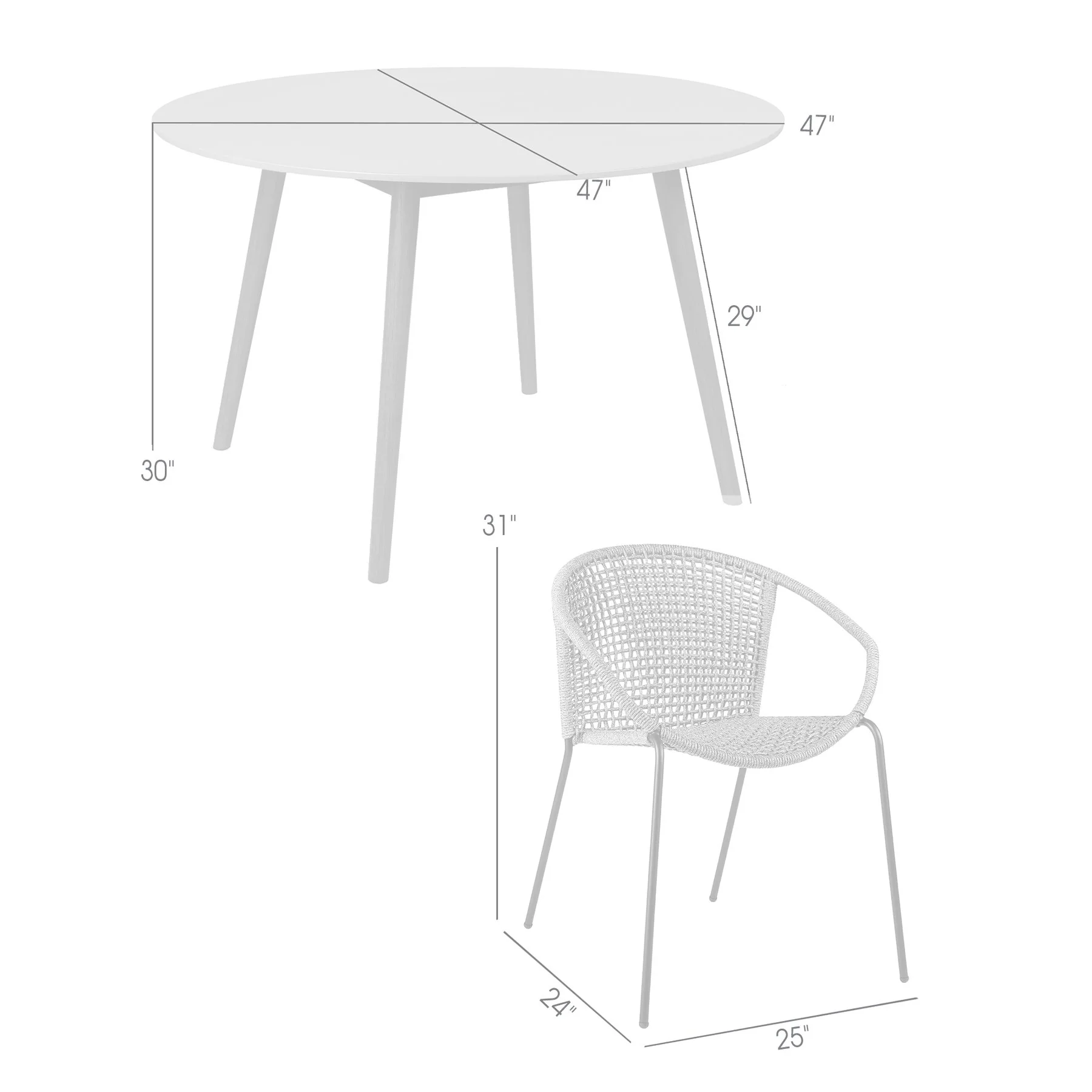 Kylie and Snack 5 Piece Outdoor Patio Dining Set in Gray Rope with Black Eucalyptus Wood - Image 13