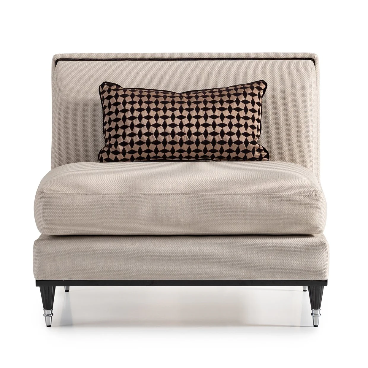 La Francaise Armless Accent Chair - Cafe au Lait/Black - Image 11