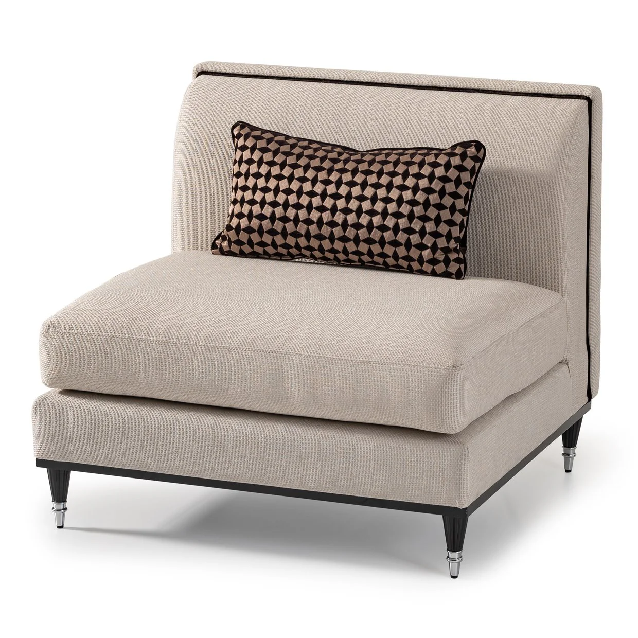 La Francaise Armless Accent Chair - Cafe au Lait/Black - Image 2