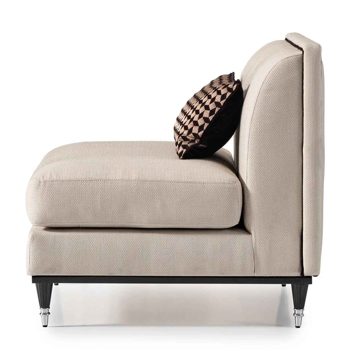 La Francaise Armless Accent Chair - Cafe au Lait/Black - Image 3