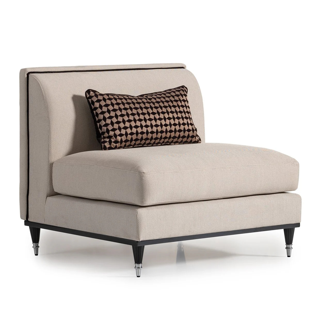 La Francaise Armless Accent Chair - Cafe au Lait/Black - Image 8