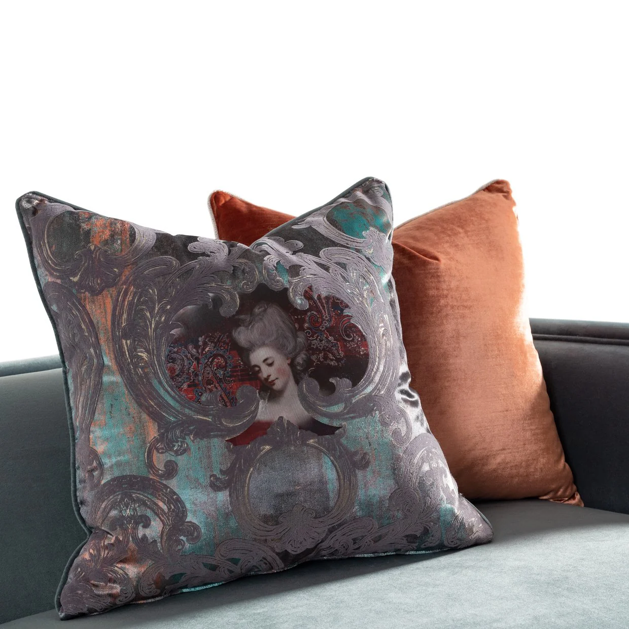 La Francaise Mansion Sofa - Azure/Black - Image 10