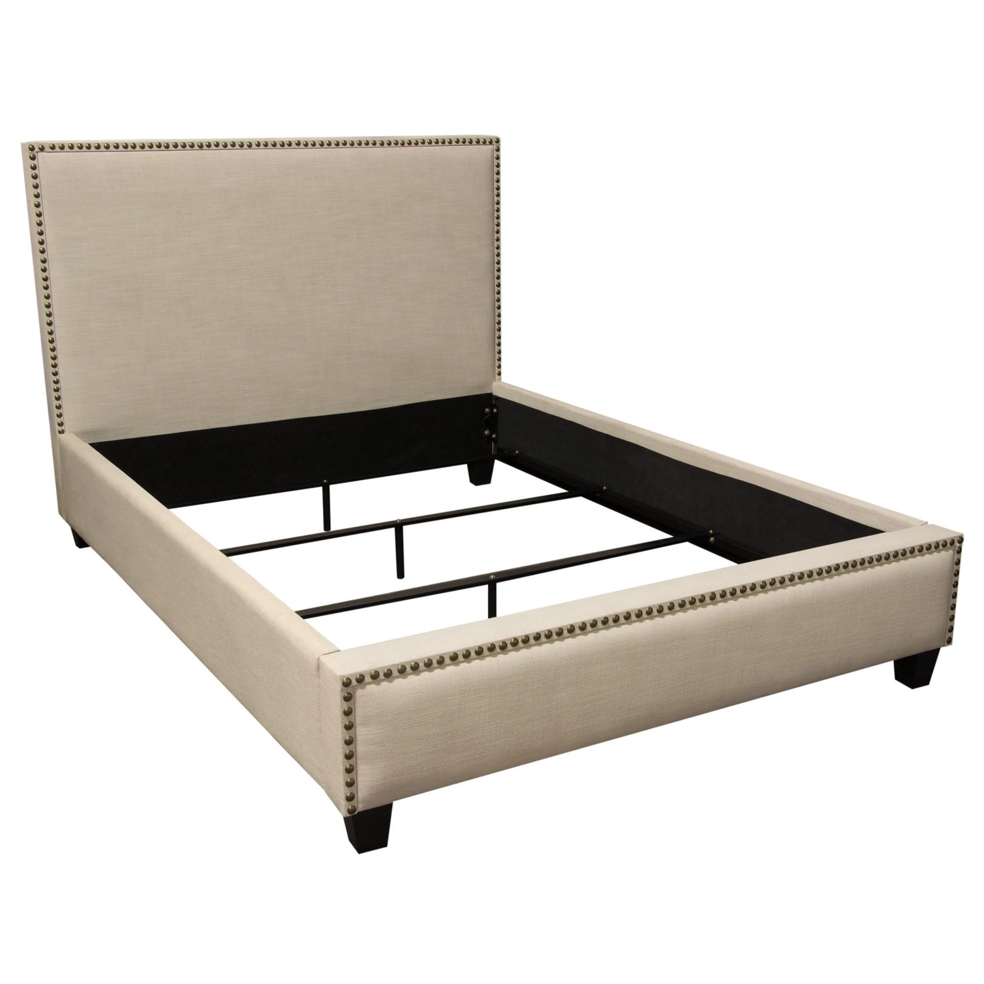 La Jolla Eastern King Bed with Nail Head Accent by Diamond Sofa - Desert Sand Linen - Image 2