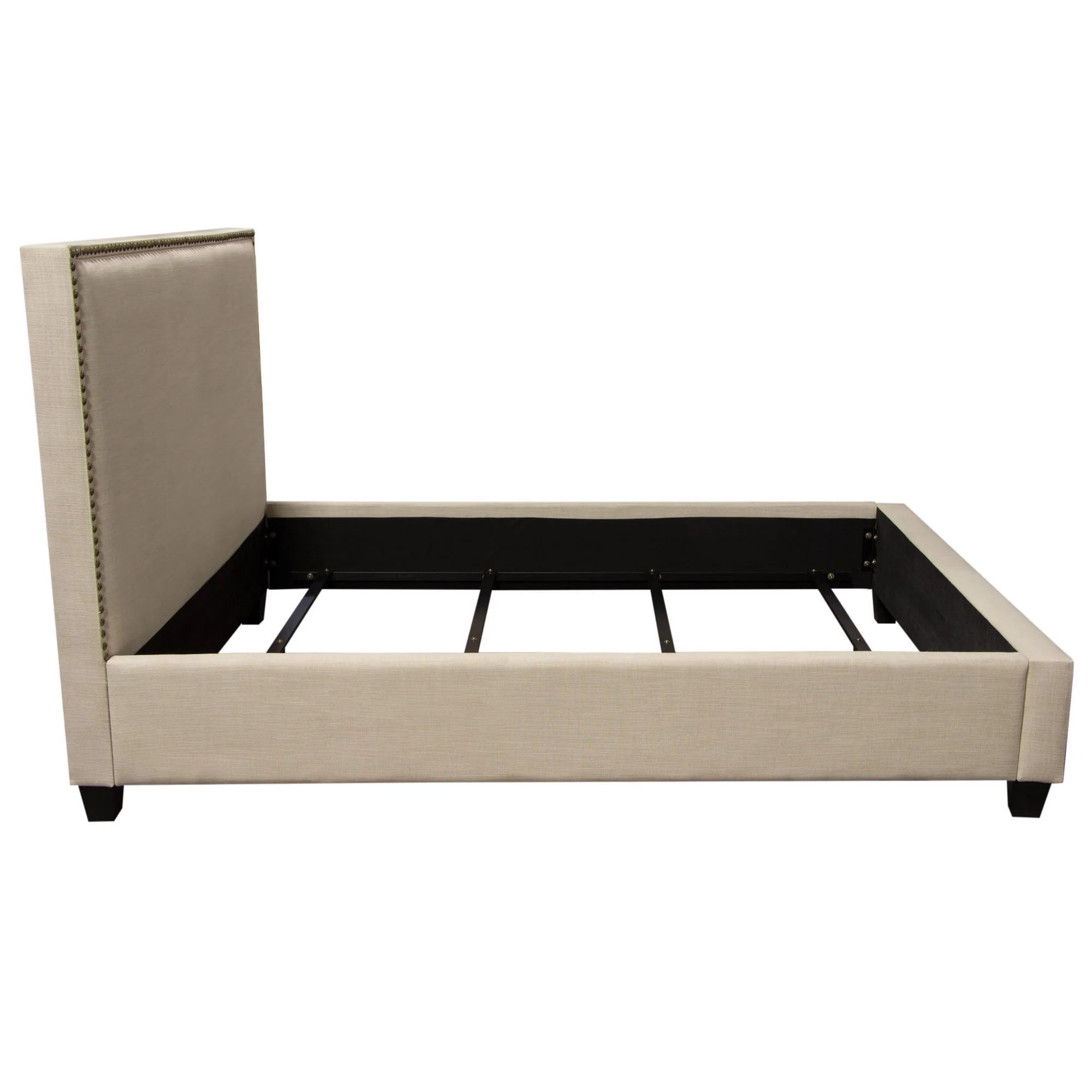 La Jolla Eastern King Bed with Nail Head Accent by Diamond Sofa - Desert Sand Linen - Image 3