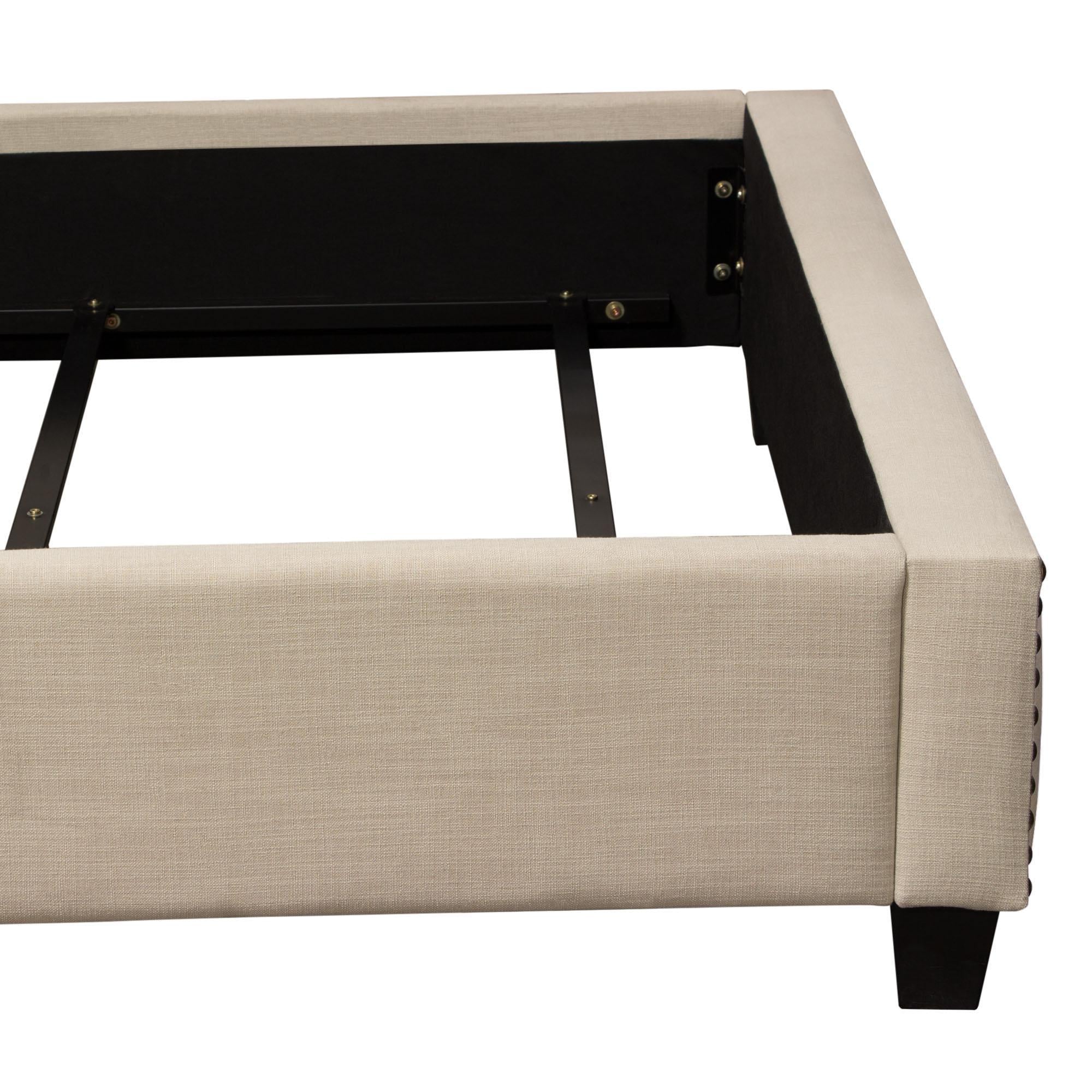 La Jolla Eastern King Bed with Nail Head Accent by Diamond Sofa - Desert Sand Linen - Image 4