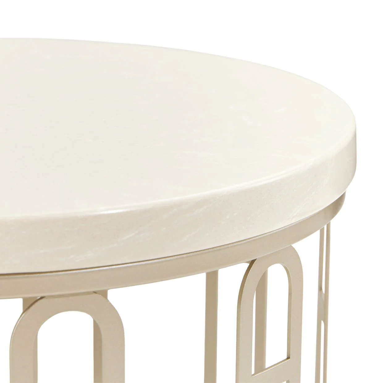La Marisia Marble Chairside Table - Creamy Pearl/Champagne - Image 3