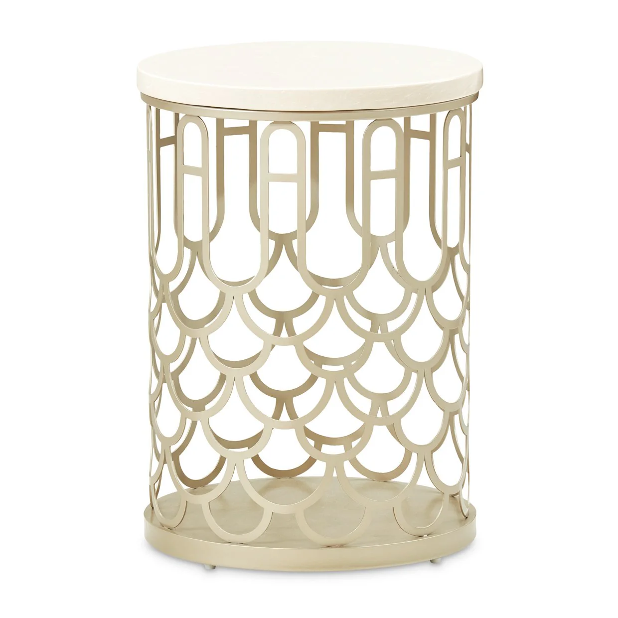 La Marisia Marble Chairside Table - Creamy Pearl/Champagne - Image 7