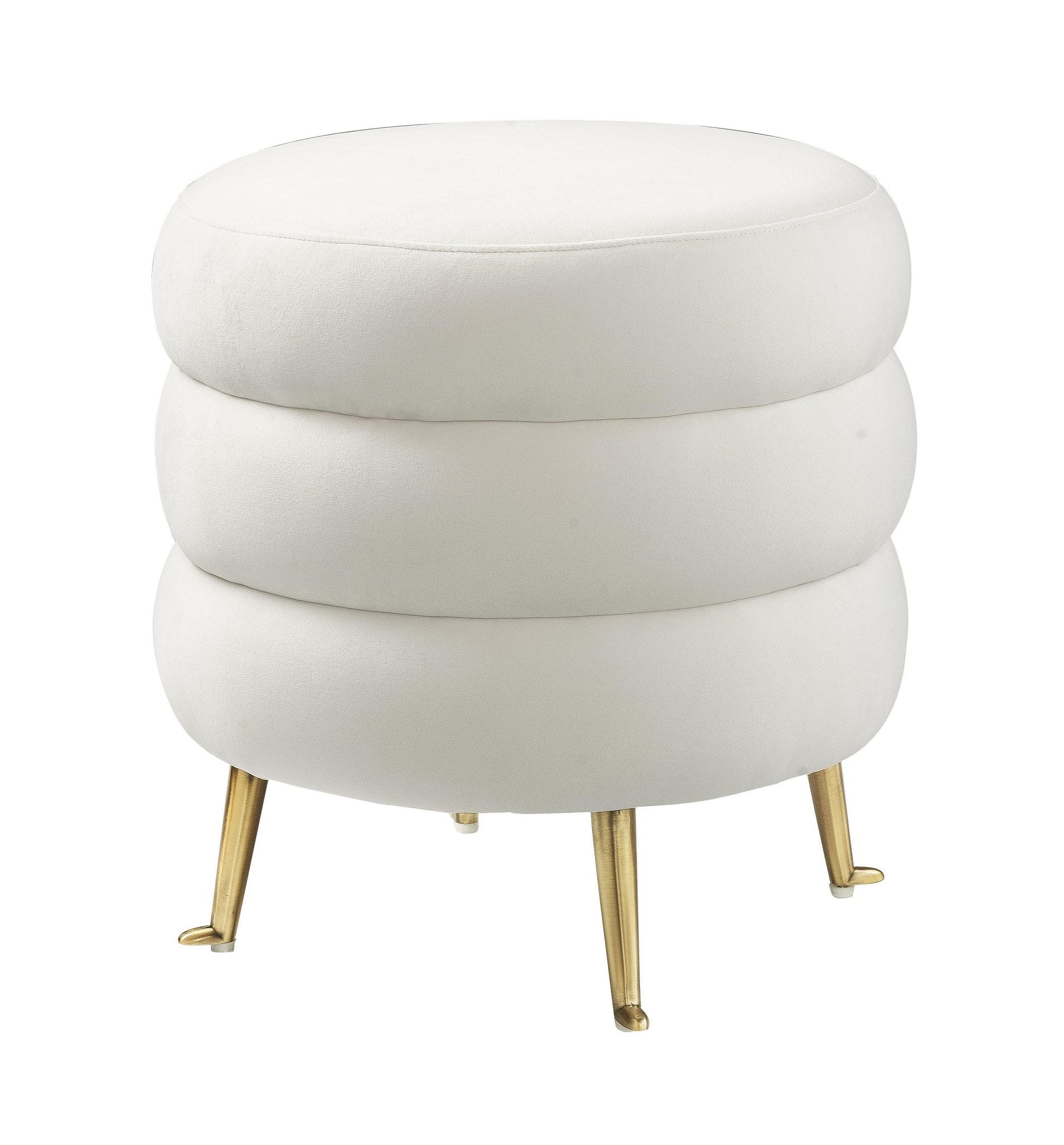 Ladder Cream Velvet Ottoman - Image 3