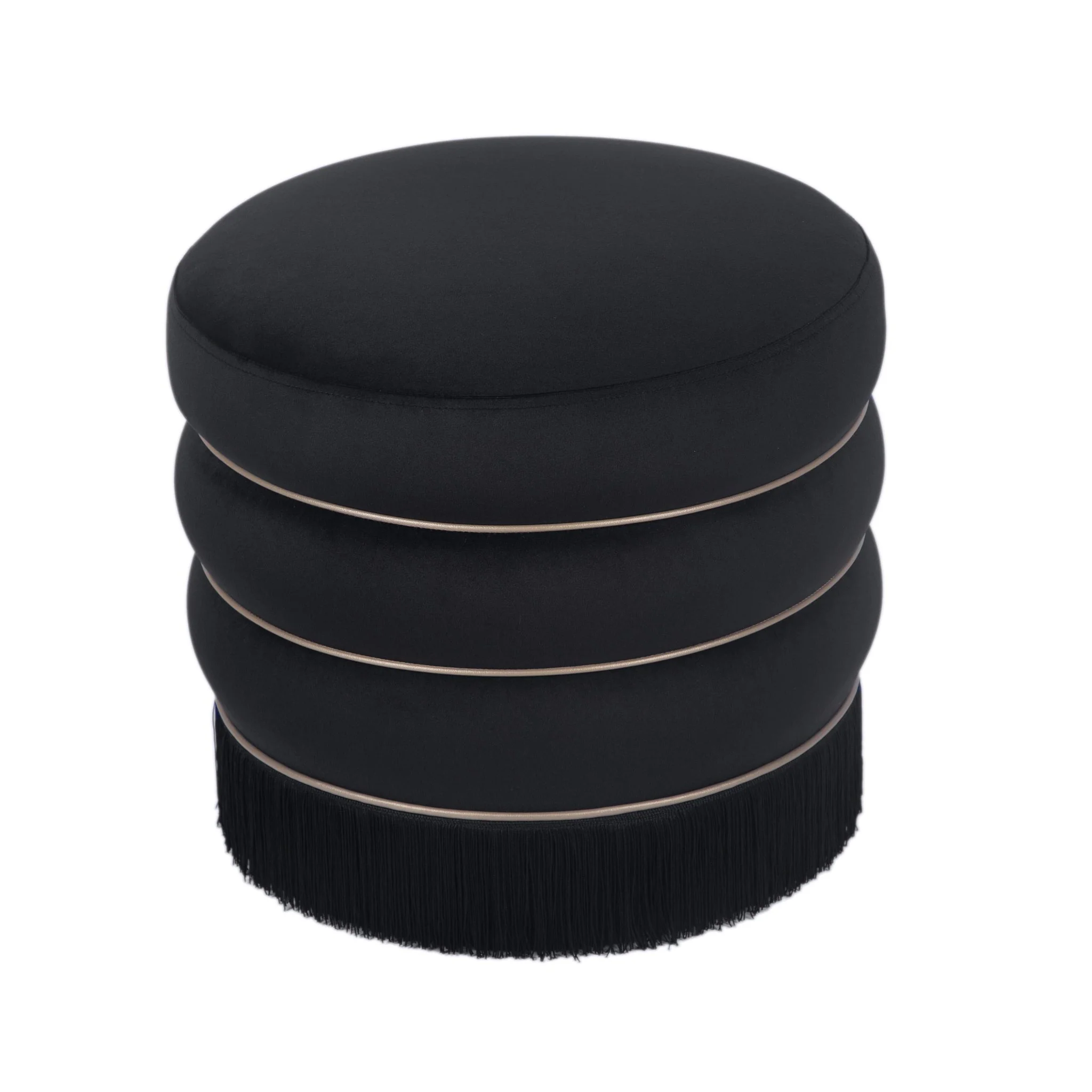 Lakka Black Velvet Ottoman - Image 4