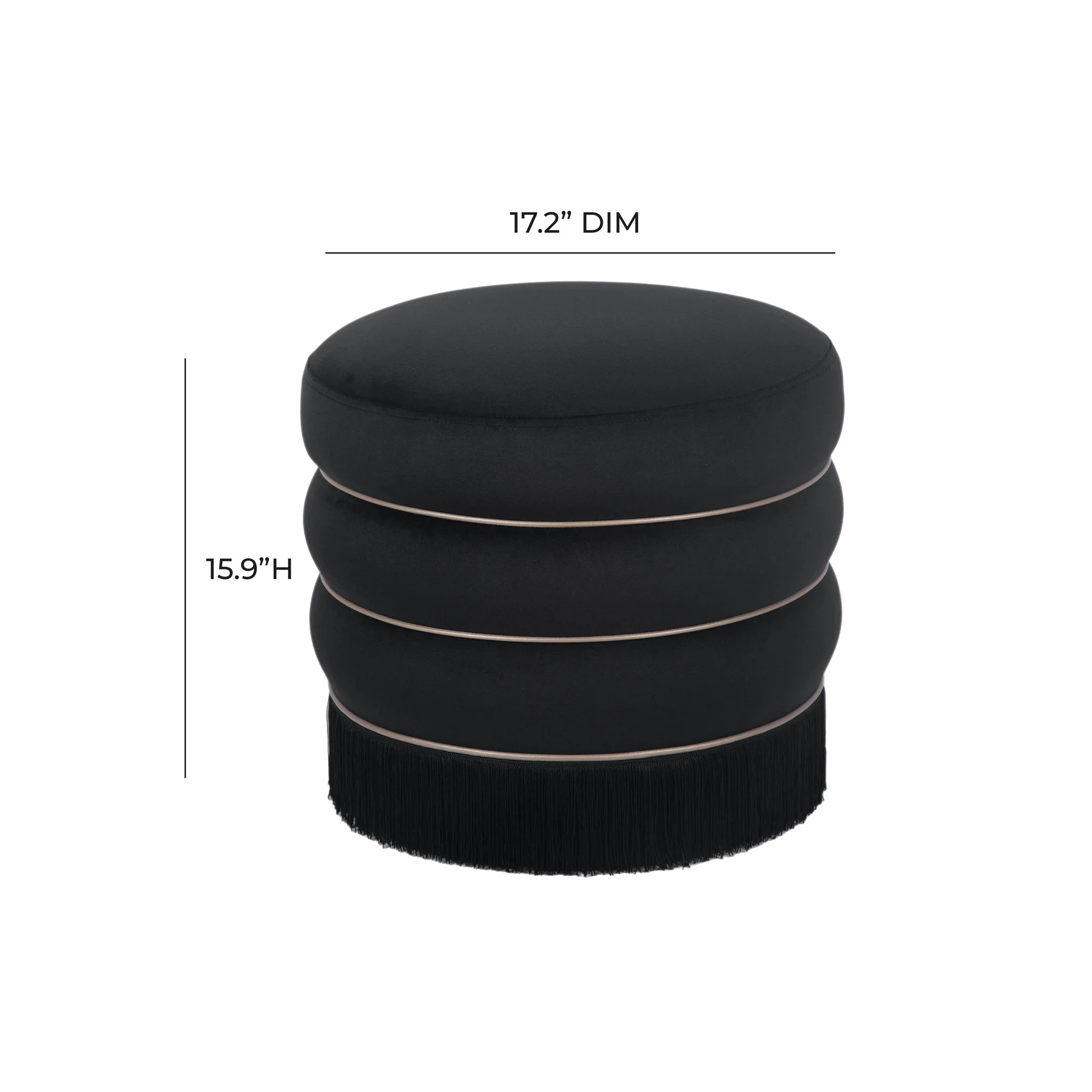 Lakka Black Velvet Ottoman - Image 8
