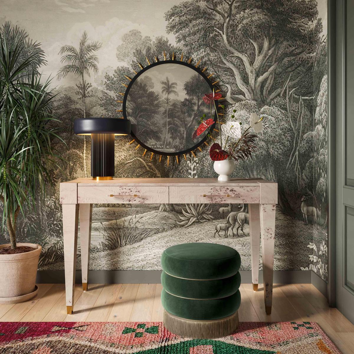 Lakka Green Velvet Ottoman - Image 2