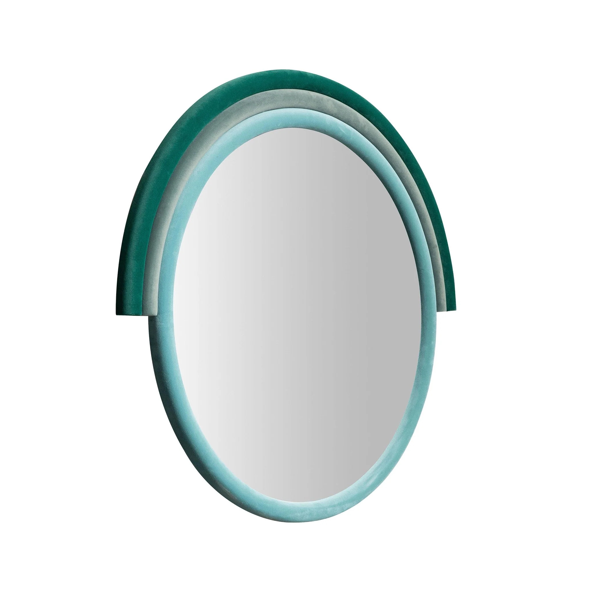 Lally Aqua Velvet Round Wall Mirror - Image 3