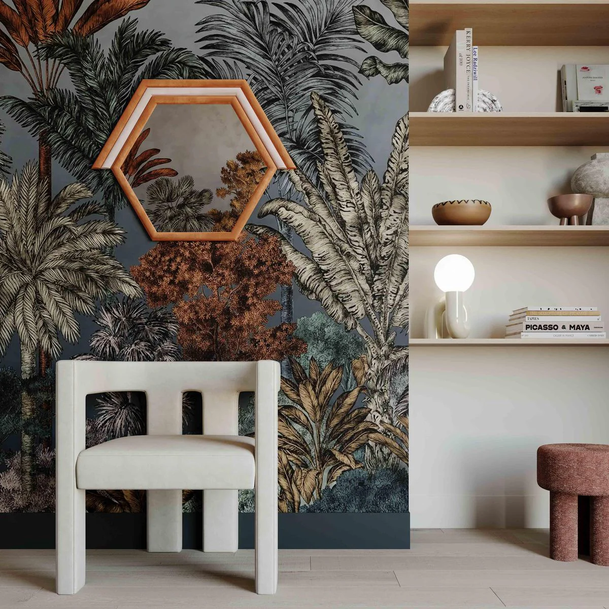 Lally Terracotta Velvet Prism Wall Mirror - Image 2