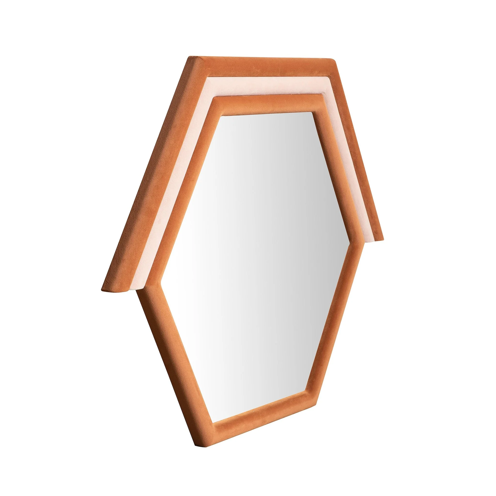 Lally Terracotta Velvet Prism Wall Mirror - Image 3