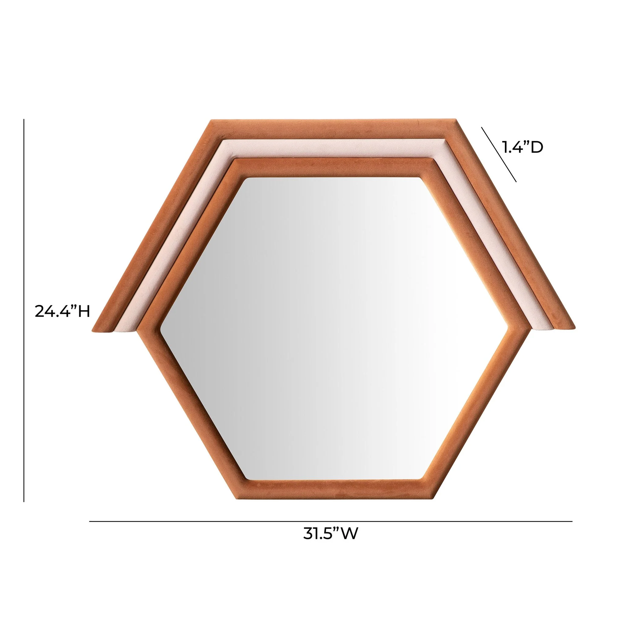 Lally Terracotta Velvet Prism Wall Mirror - Image 5