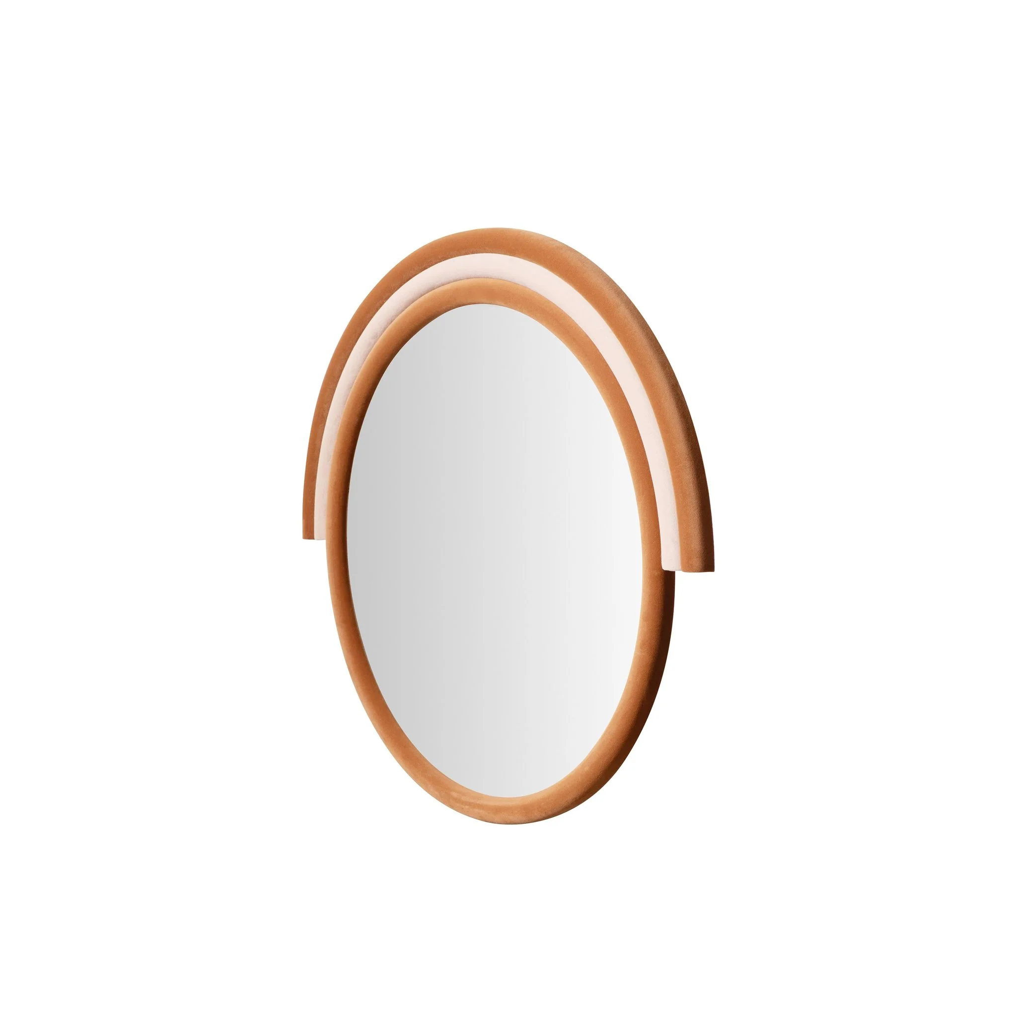 Lally Terracotta Velvet Round Wall Mirror - Image 3