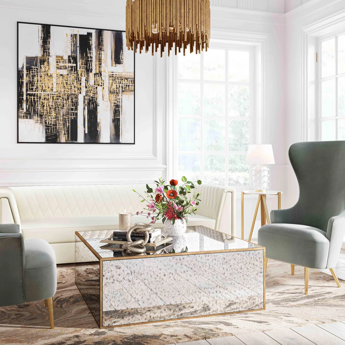 Lana Mirrored Large Coffee Table - Image 2