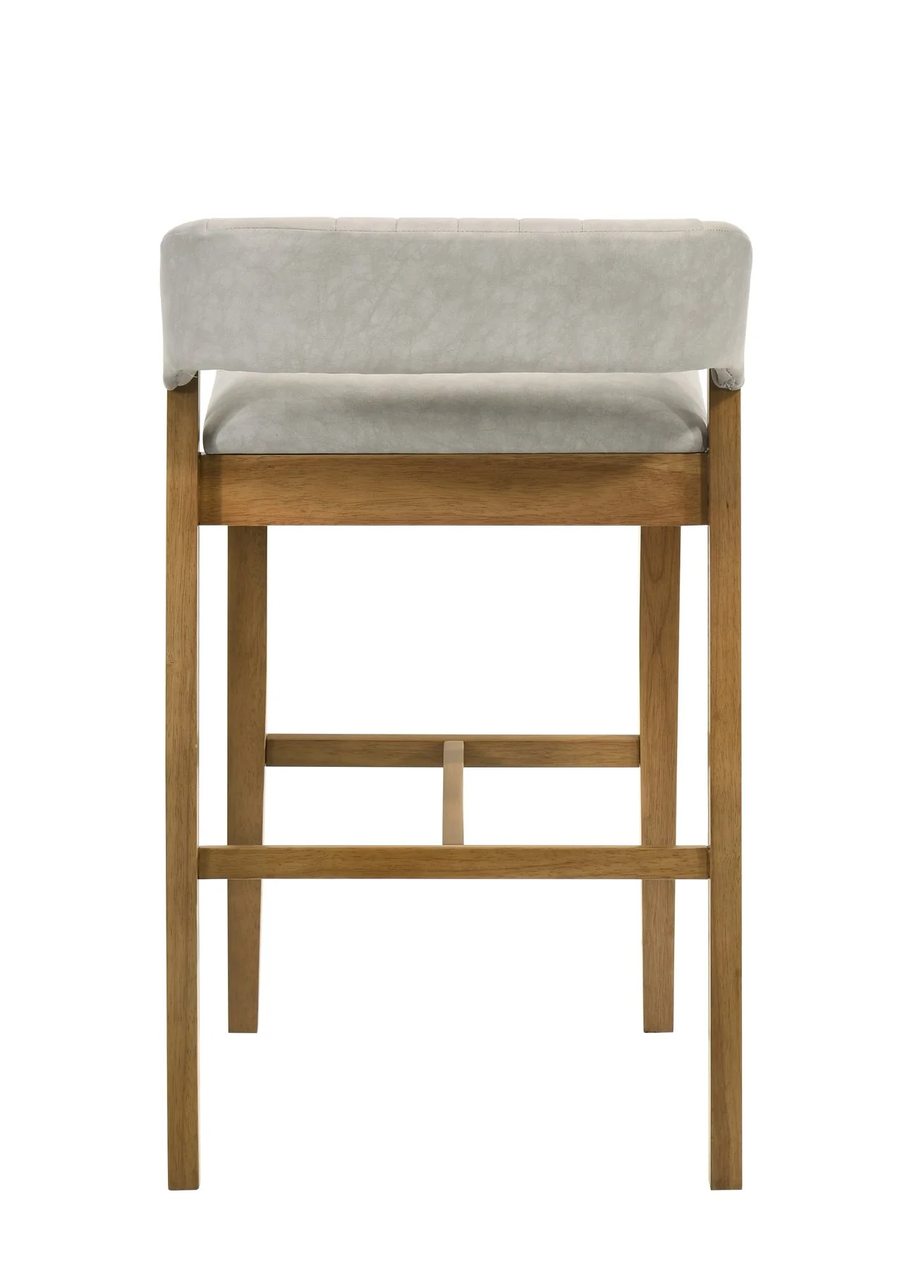 Landyn 26 in. Amber Glow Counter Height Rubberwood Barstool with Grey Fabric Seat - Image 4