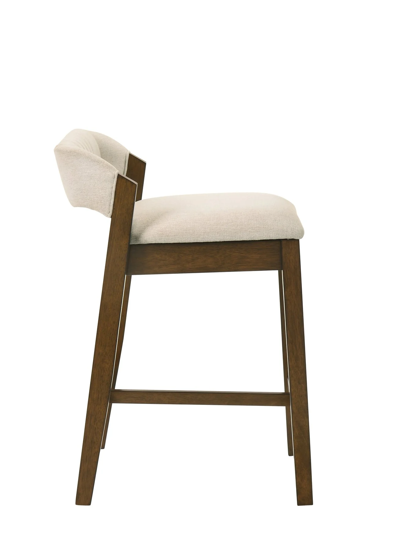 Landyn 26 in. Sepia Brown Counter Height Rubberwood Barstool with Ecru Fabric Seat - Image 3