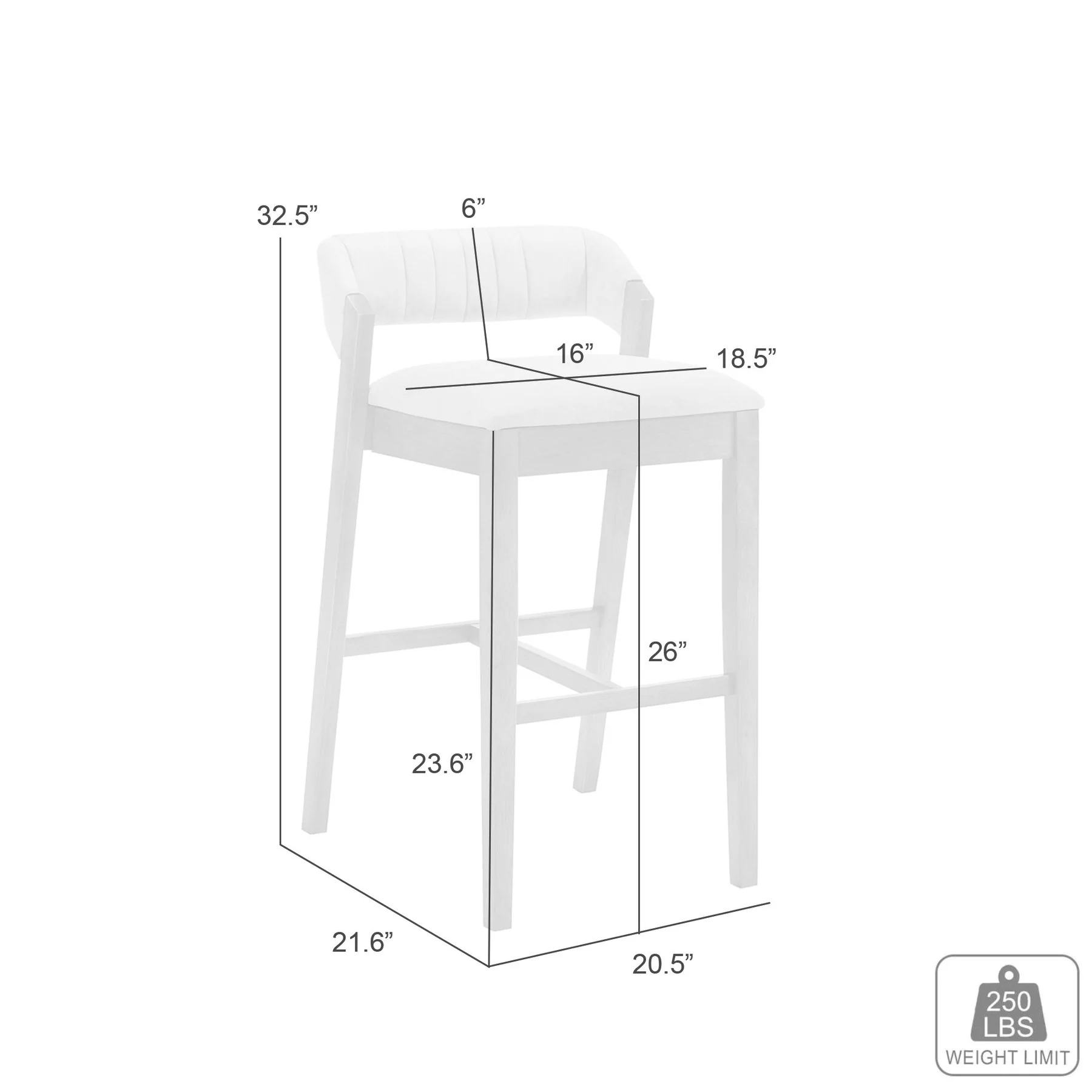 Landyn 26 in. Sepia Brown Counter Height Rubberwood Barstool with Ecru Fabric Seat - Image 8
