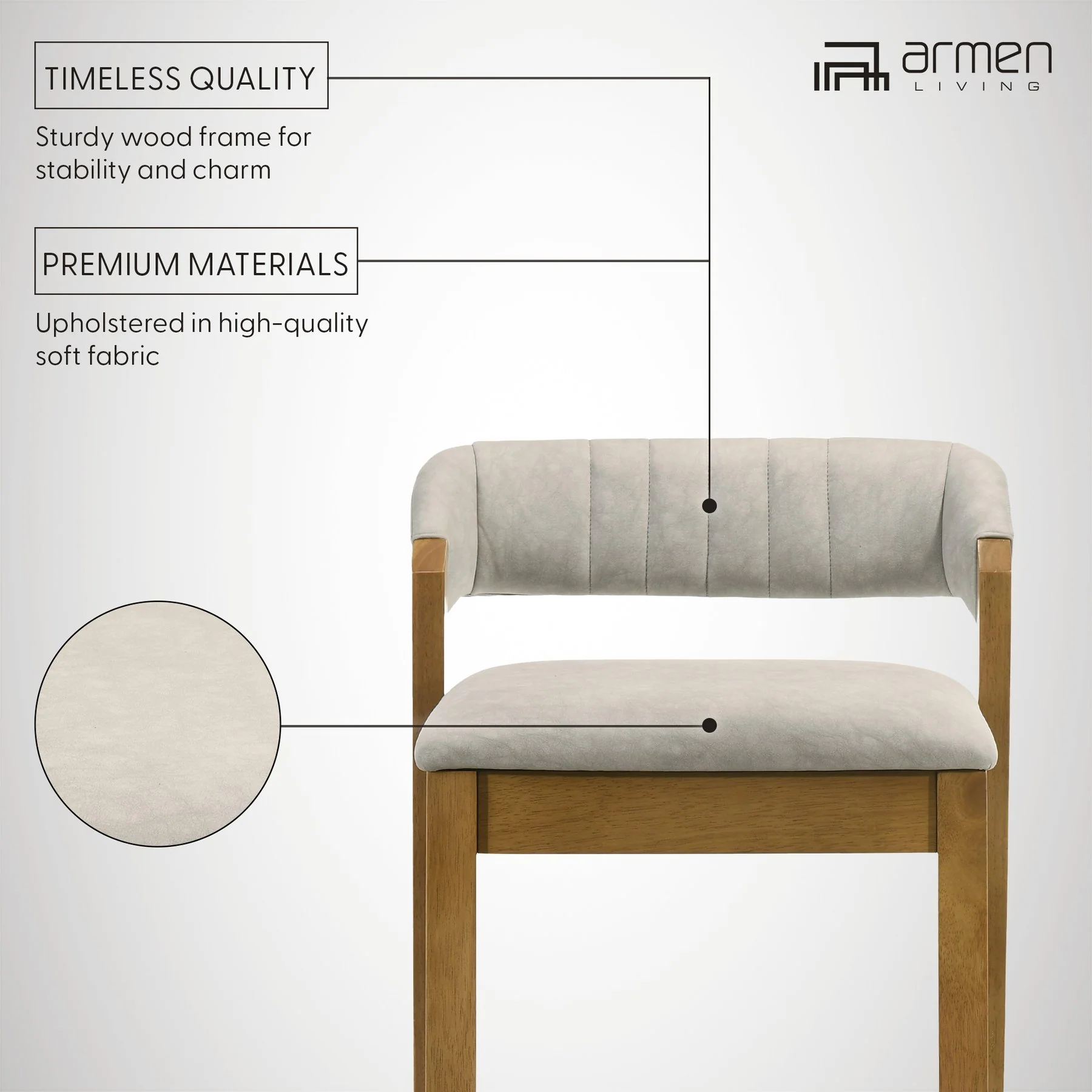 Landyn 30 in. Amber Glow Bar Height Rubberwood Barstool with Grey Grey Fabric Seat - Image 11