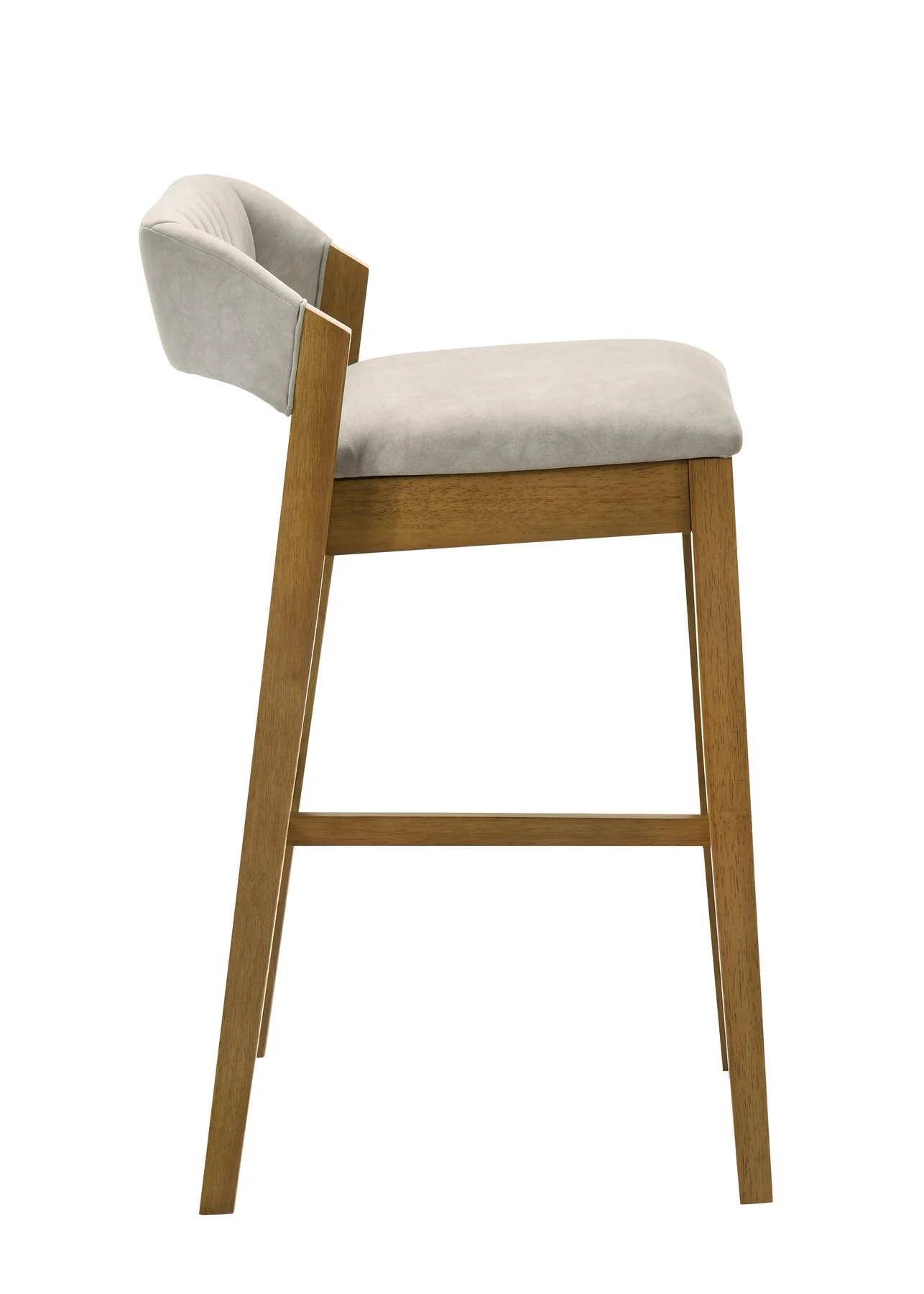 Landyn 30 in. Amber Glow Bar Height Rubberwood Barstool with Grey Grey Fabric Seat - Image 3