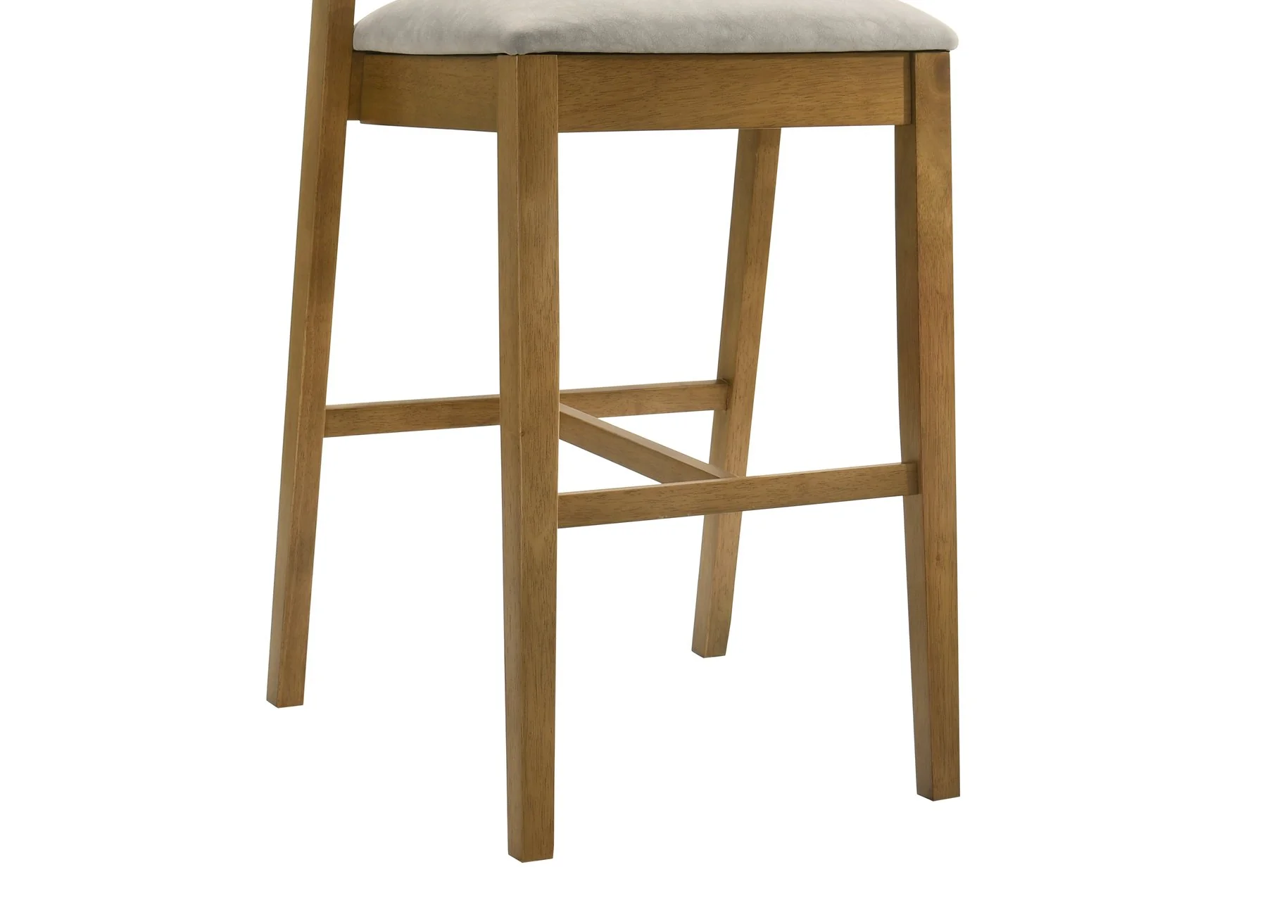 Landyn 30 in. Amber Glow Bar Height Rubberwood Barstool with Grey Grey Fabric Seat - Image 7