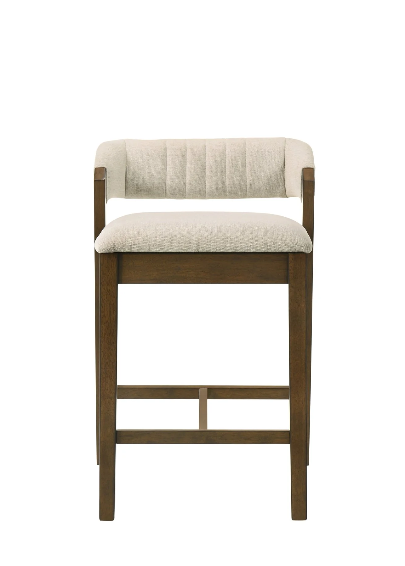 Landyn 30 in. Sepia Brown Bar Height Rubberwood Barstool with Ecru Fabric Seat - Image 2