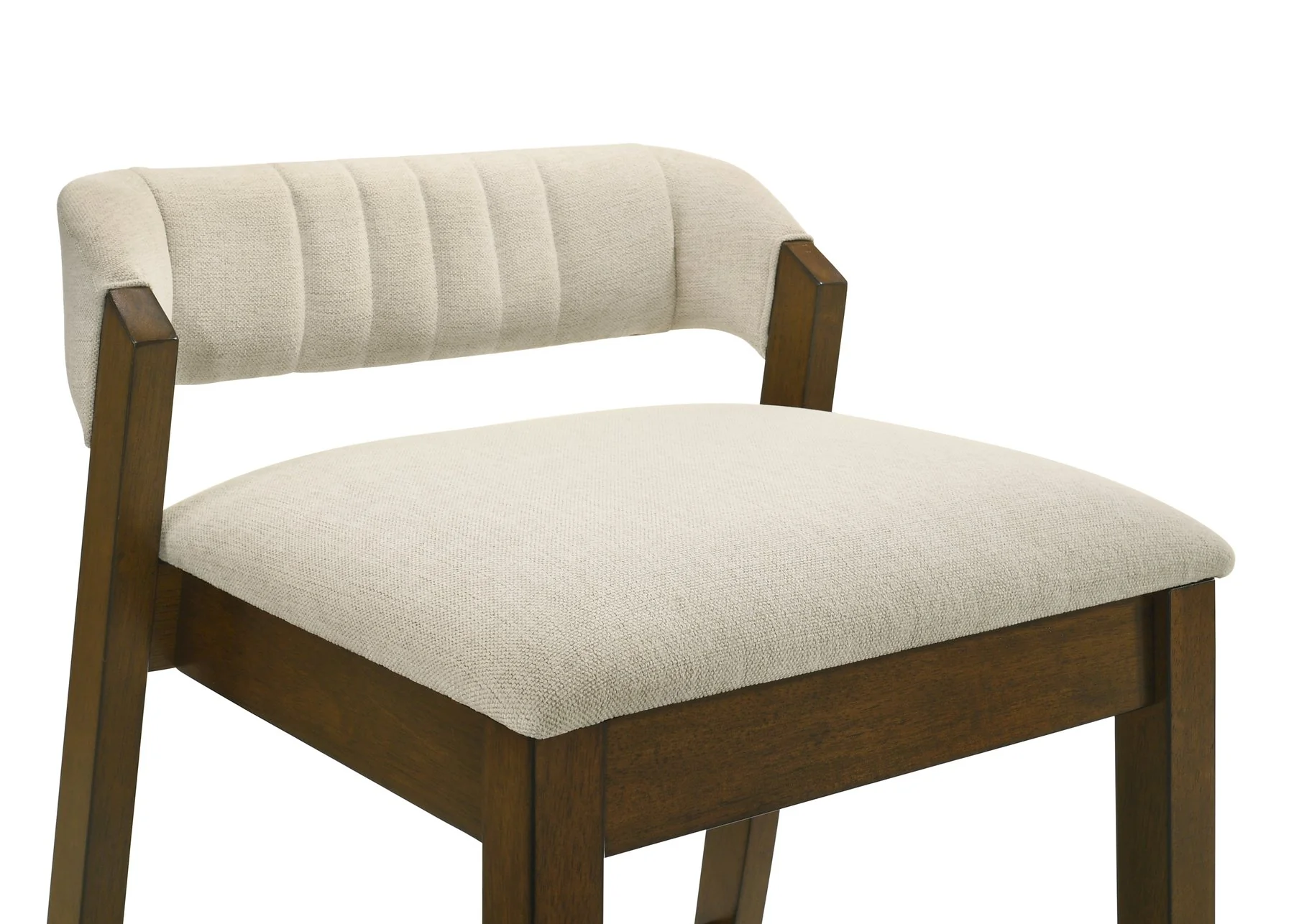 Landyn 30 in. Sepia Brown Bar Height Rubberwood Barstool with Ecru Fabric Seat - Image 5