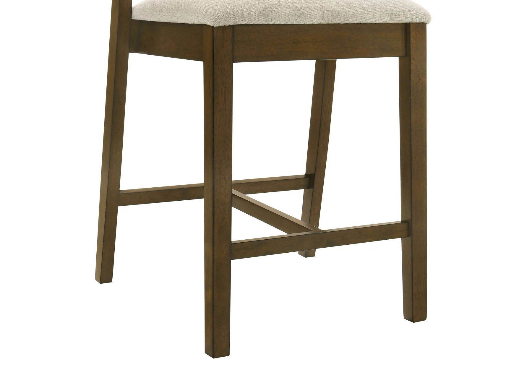 Landyn 30 in. Sepia Brown Bar Height Rubberwood Barstool with Ecru Fabric Seat - Image 7