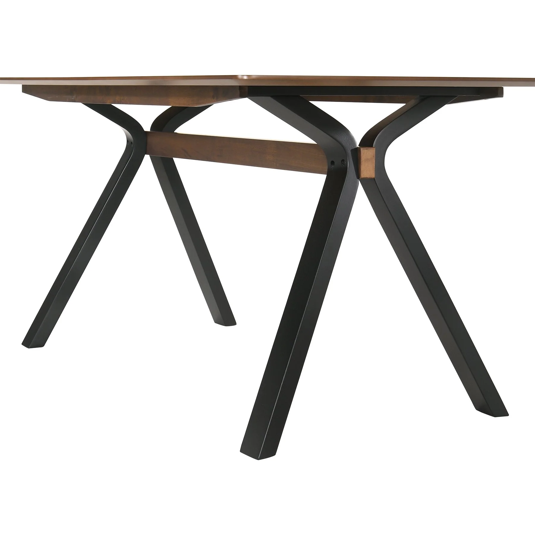 Laredo 63" Mid-Century Modern Walnut Wood Dining Table with Black Legs - Image 4