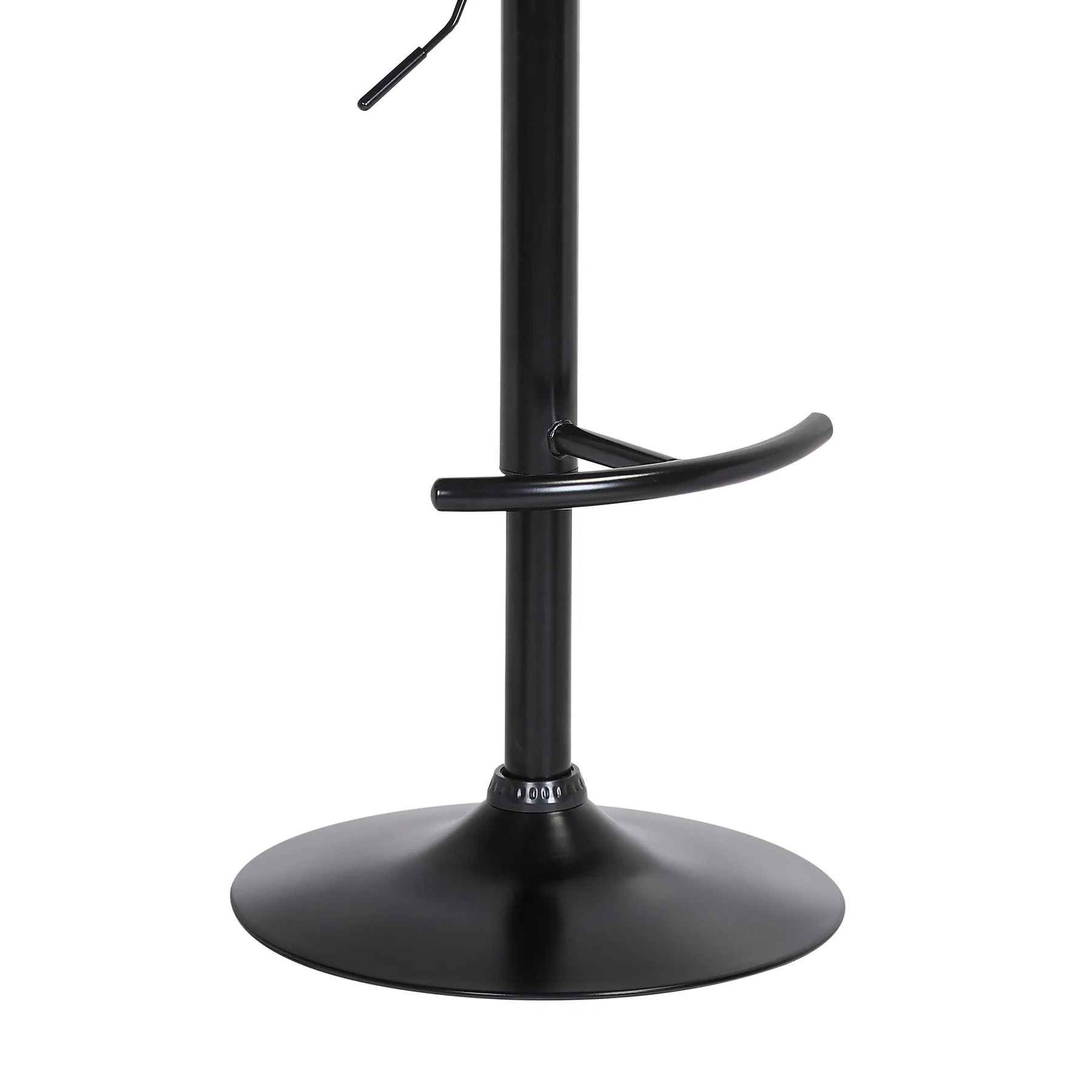 Larisa Adjustable Black Wood Bar Stool in Black Faux Leather with Golden Bronze and Black Metal - Image 8