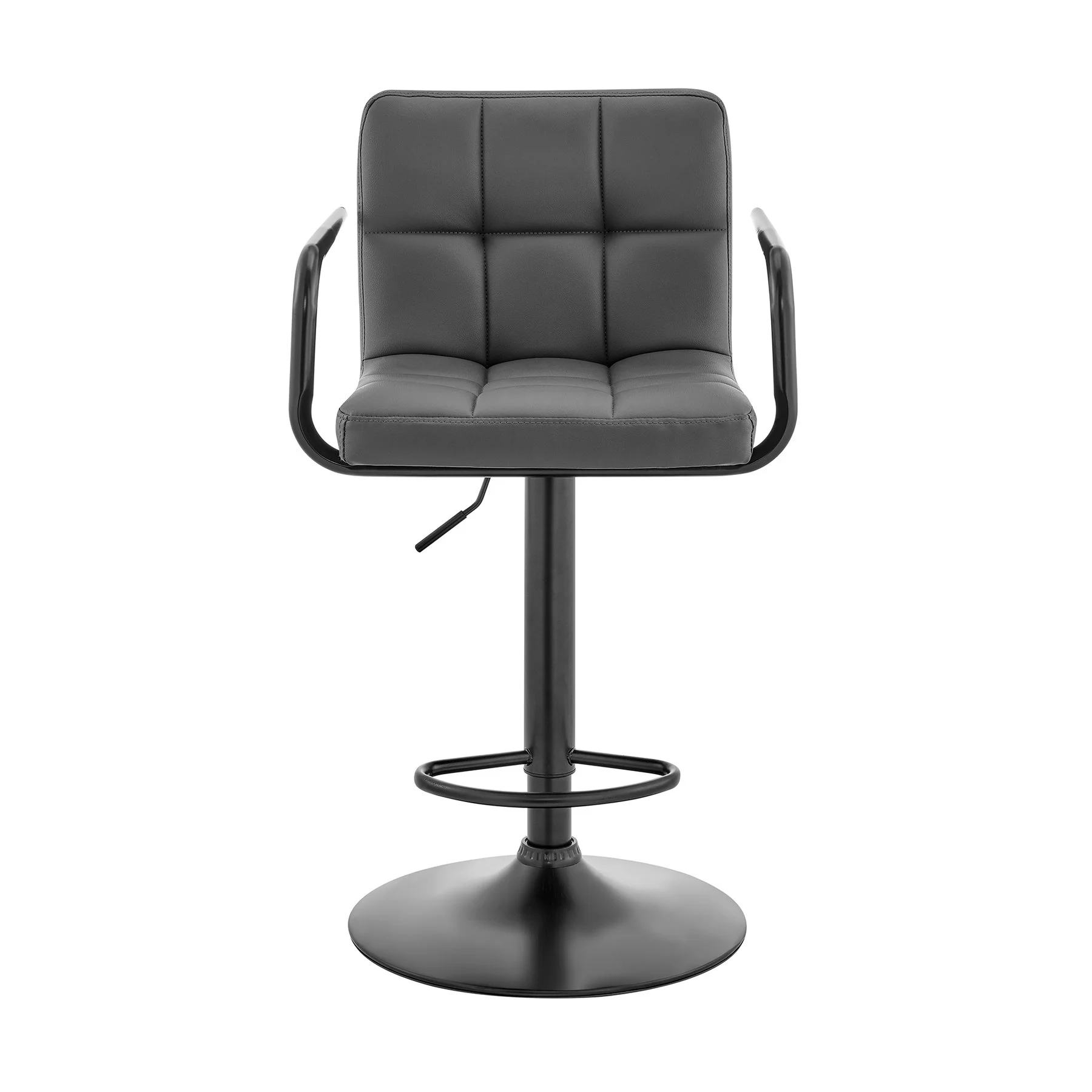 Laurant Adjustable Height Gray Faux Leather Swivel Bar Stool - Image 2
