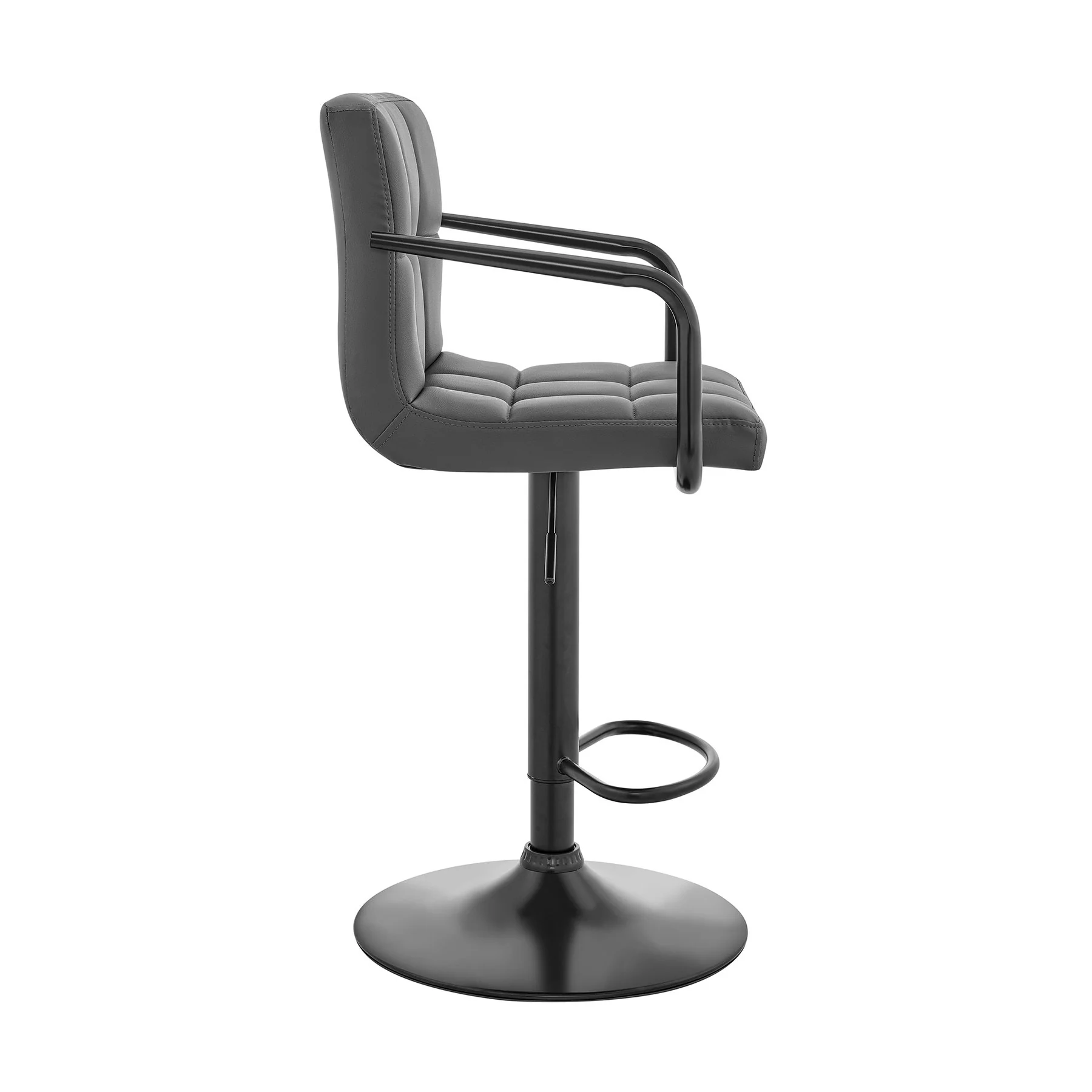 Laurant Adjustable Height Gray Faux Leather Swivel Bar Stool - Image 3