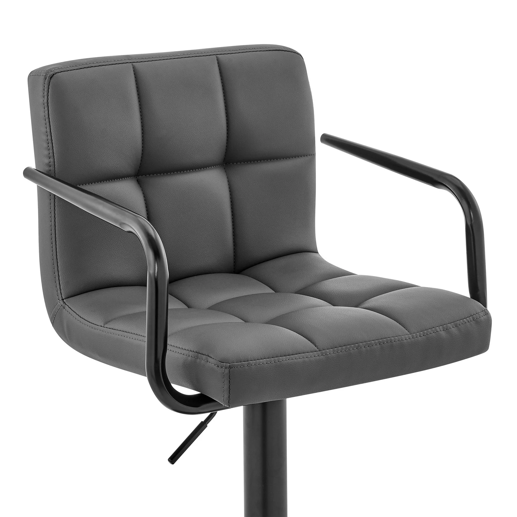 Laurant Adjustable Height Gray Faux Leather Swivel Bar Stool - Image 6