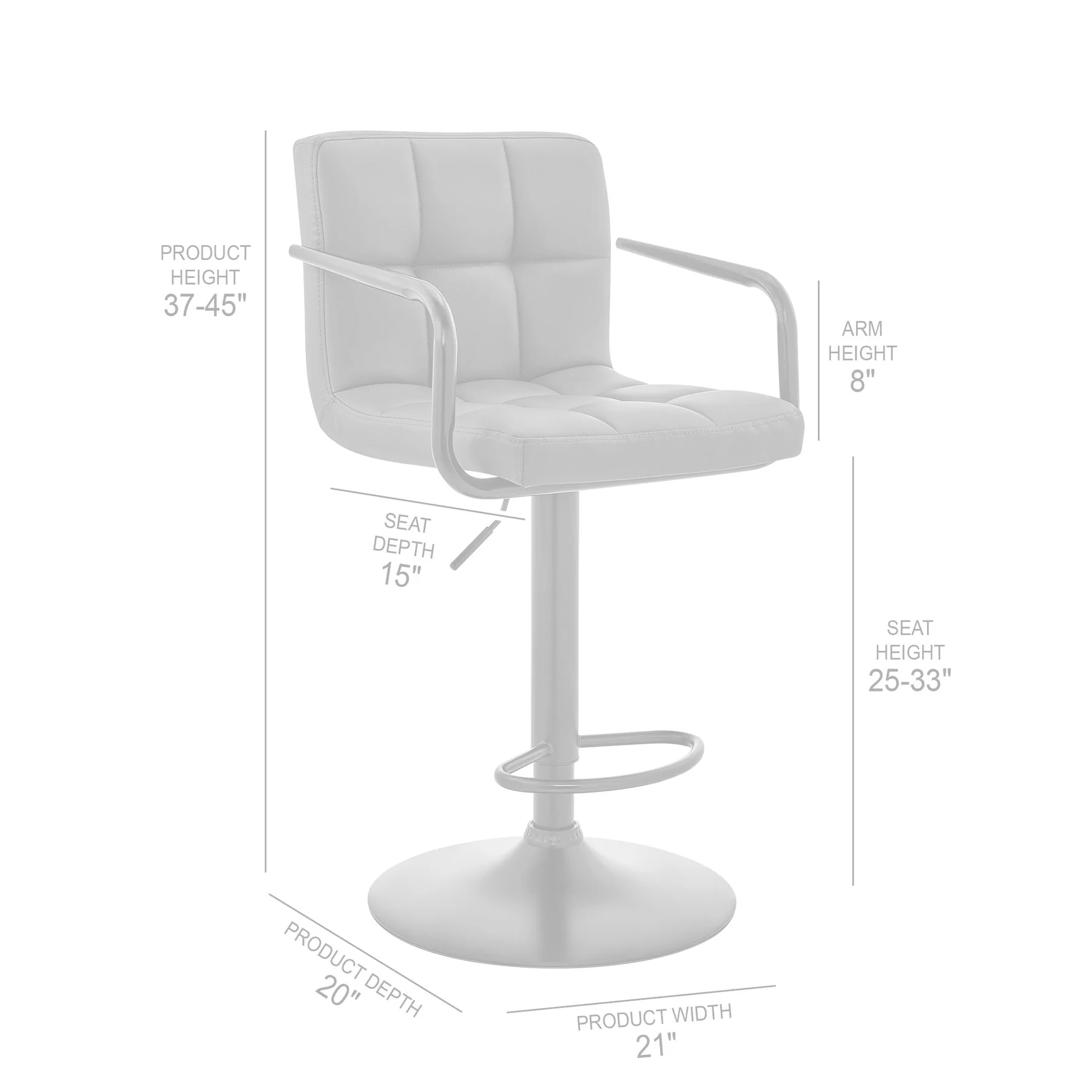 Laurant Adjustable Height Gray Faux Leather Swivel Bar Stool - Image 8