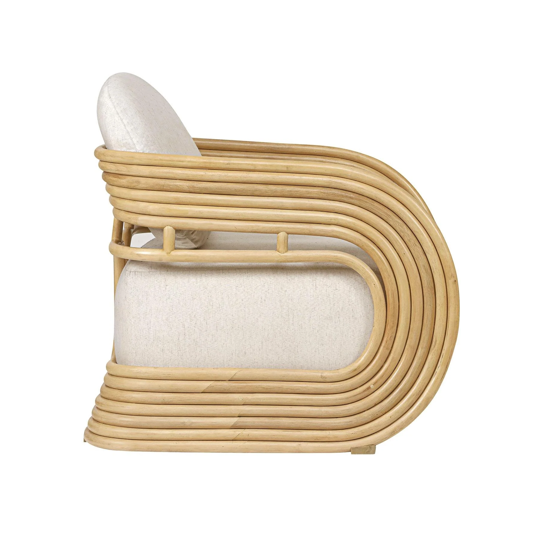 Lauretta Cream Fabric and Natural Rattan Accent Chair - Image 4