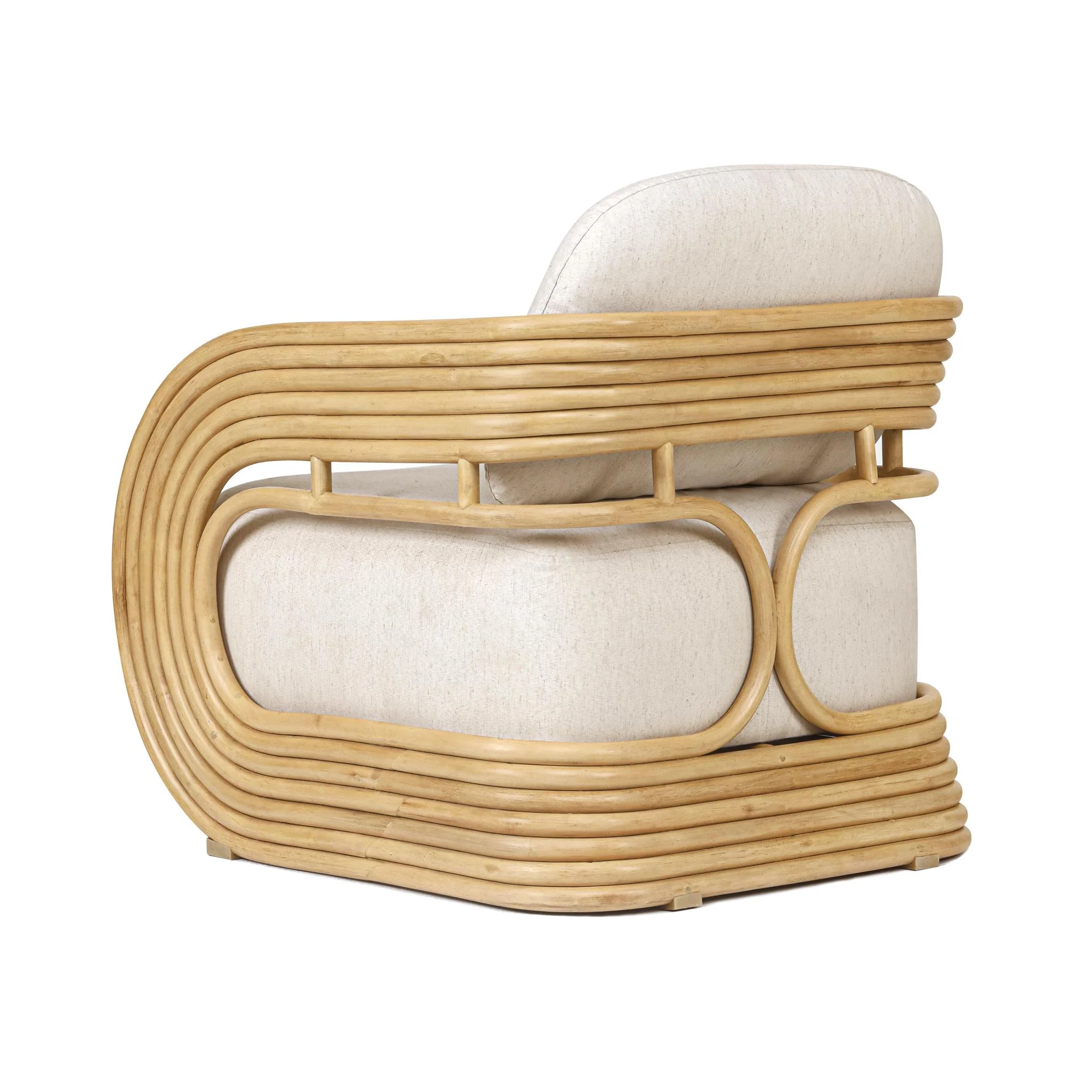 Lauretta Cream Fabric and Natural Rattan Accent Chair - Image 5