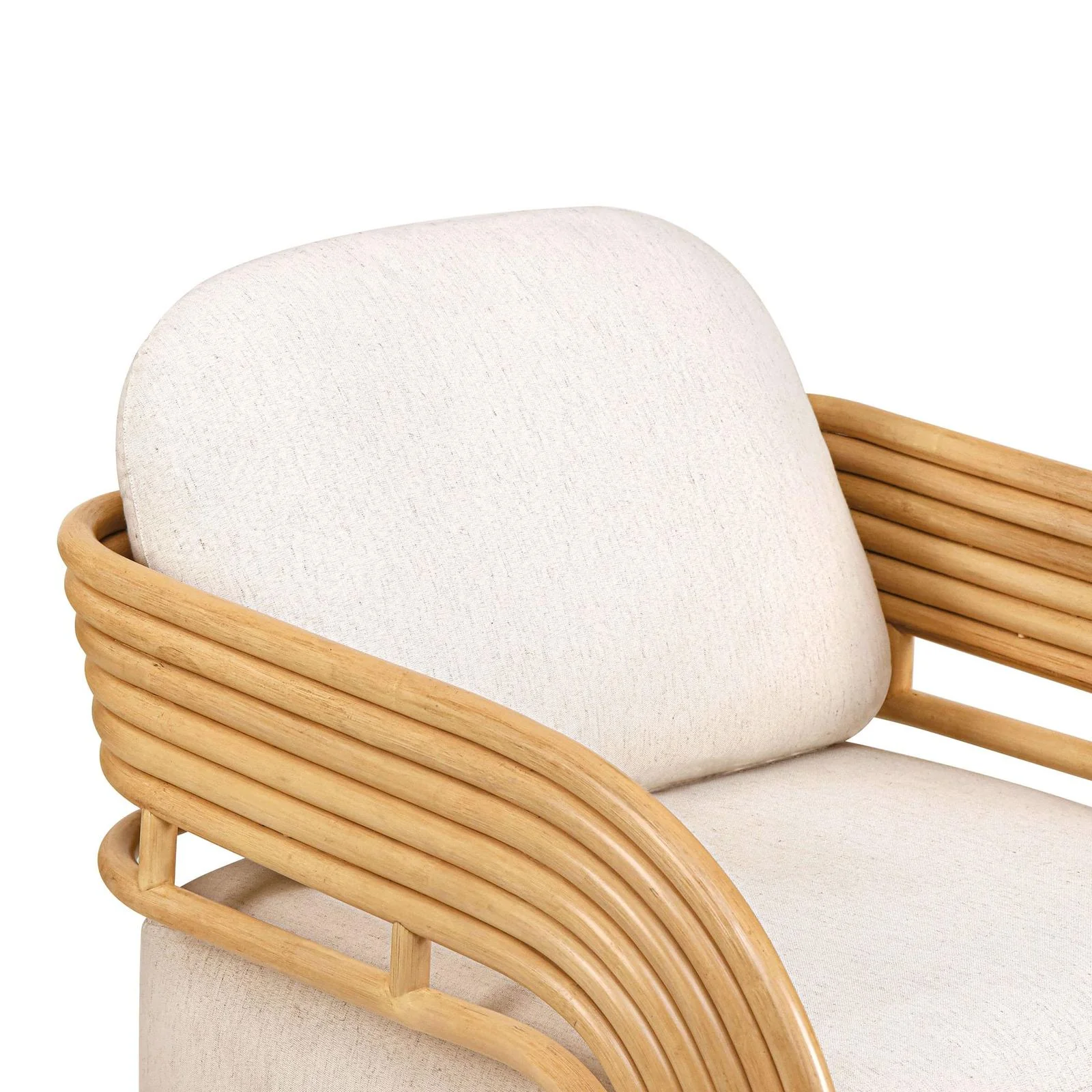 Lauretta Cream Fabric and Natural Rattan Accent Chair - Image 7