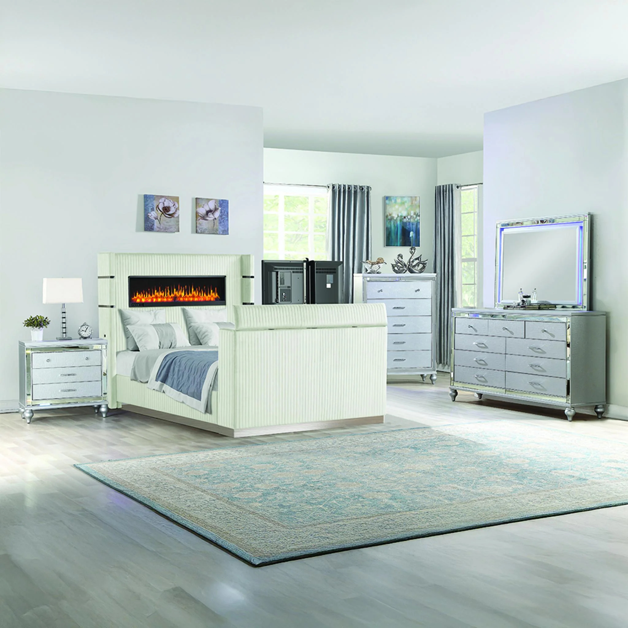 Lavish King 5PC Bedroom Set Beige - Image 20