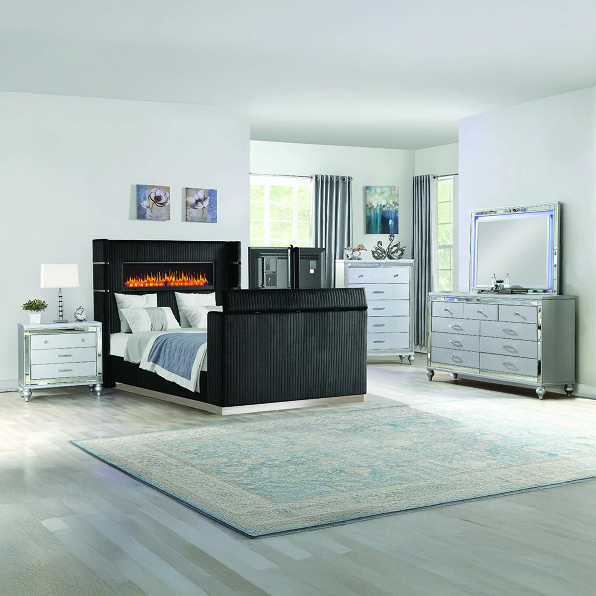 Lavish King 5PC Bedroom Set Black - Image 20