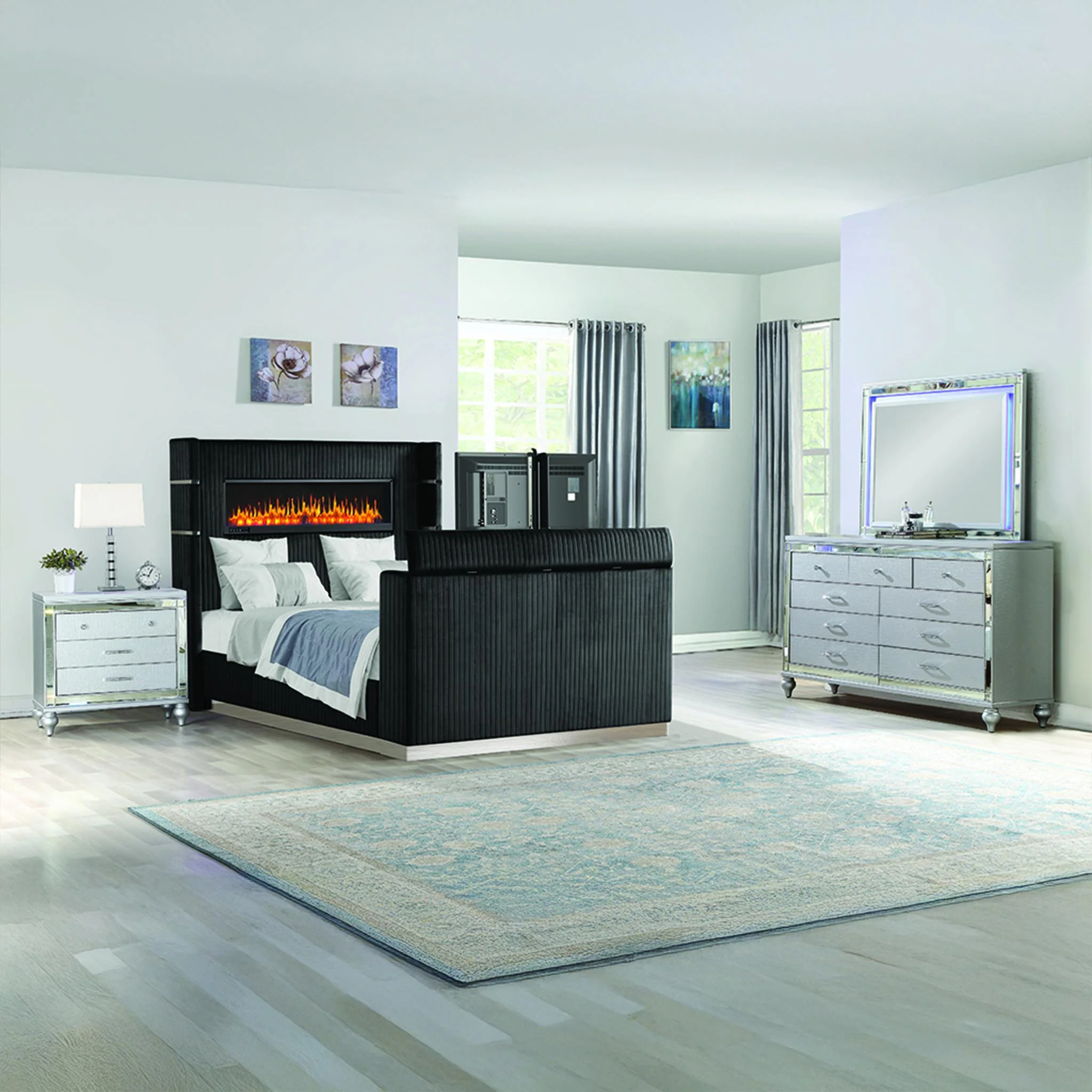 Lavish Queen 4PC Bedroom Set Black - Image 18
