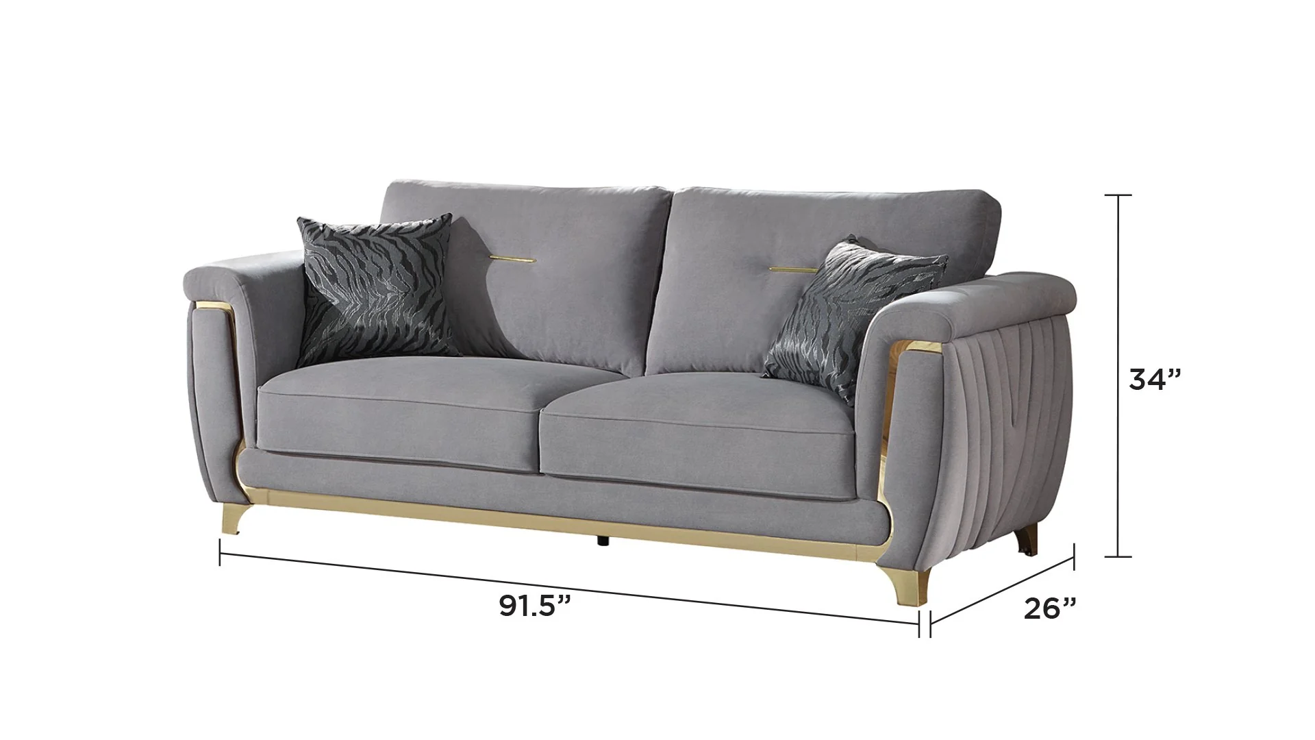 Leena 2PC Living Room Set Gray - Image 3