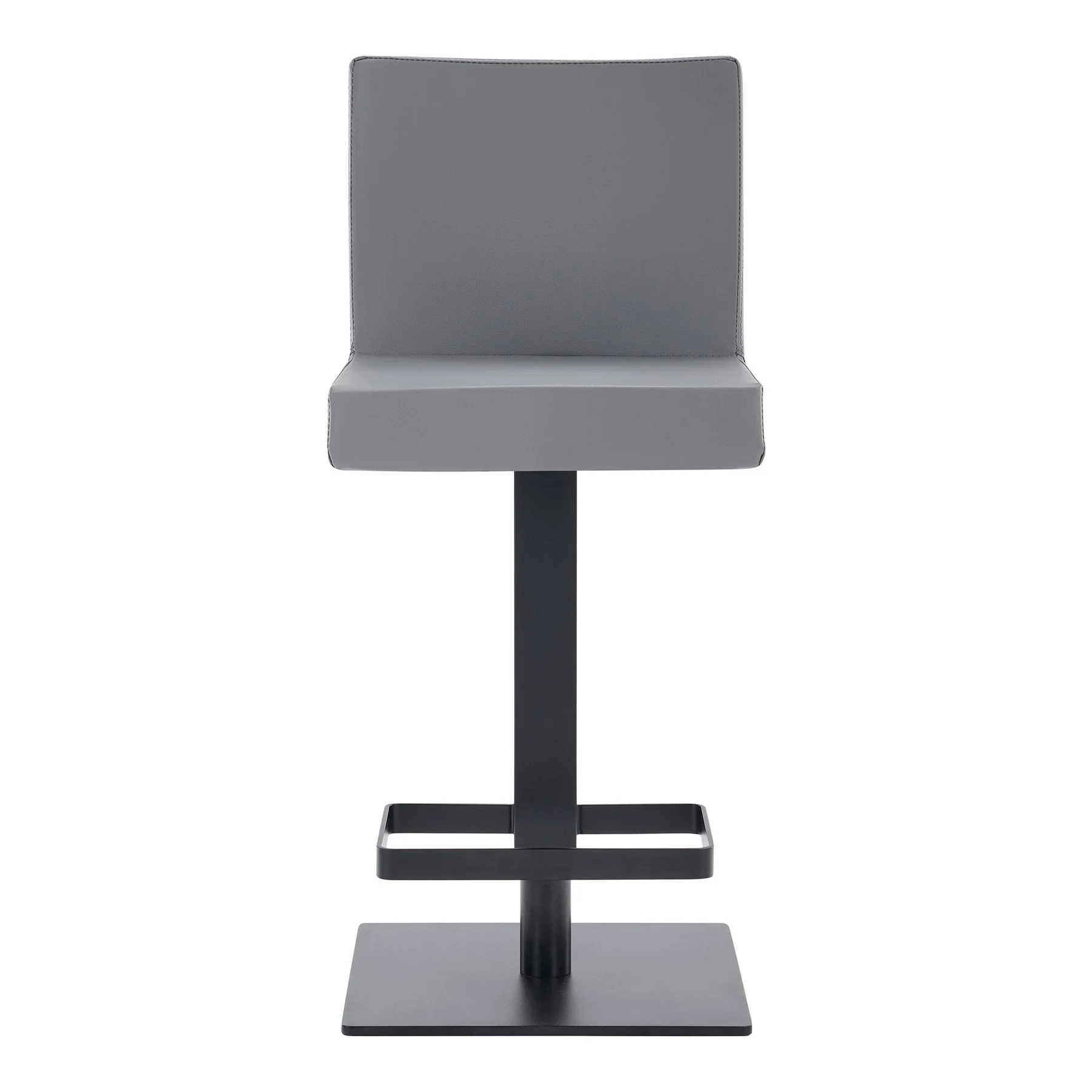 Legacy Adjustable Height Swivel Gray Faux Leather and Black Metal Bar Stool - Image 2