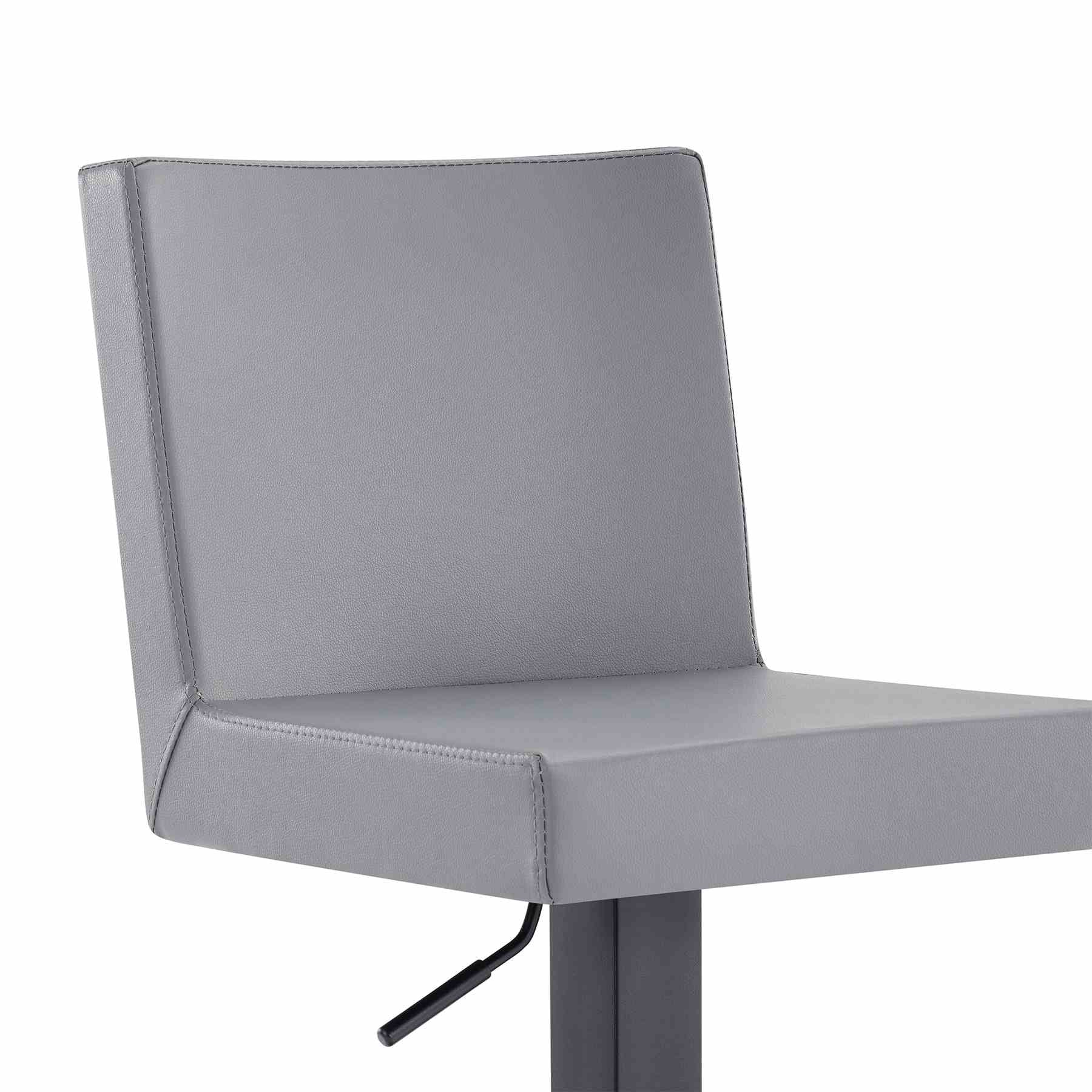 Legacy Adjustable Height Swivel Gray Faux Leather and Black Metal Bar Stool - Image 5