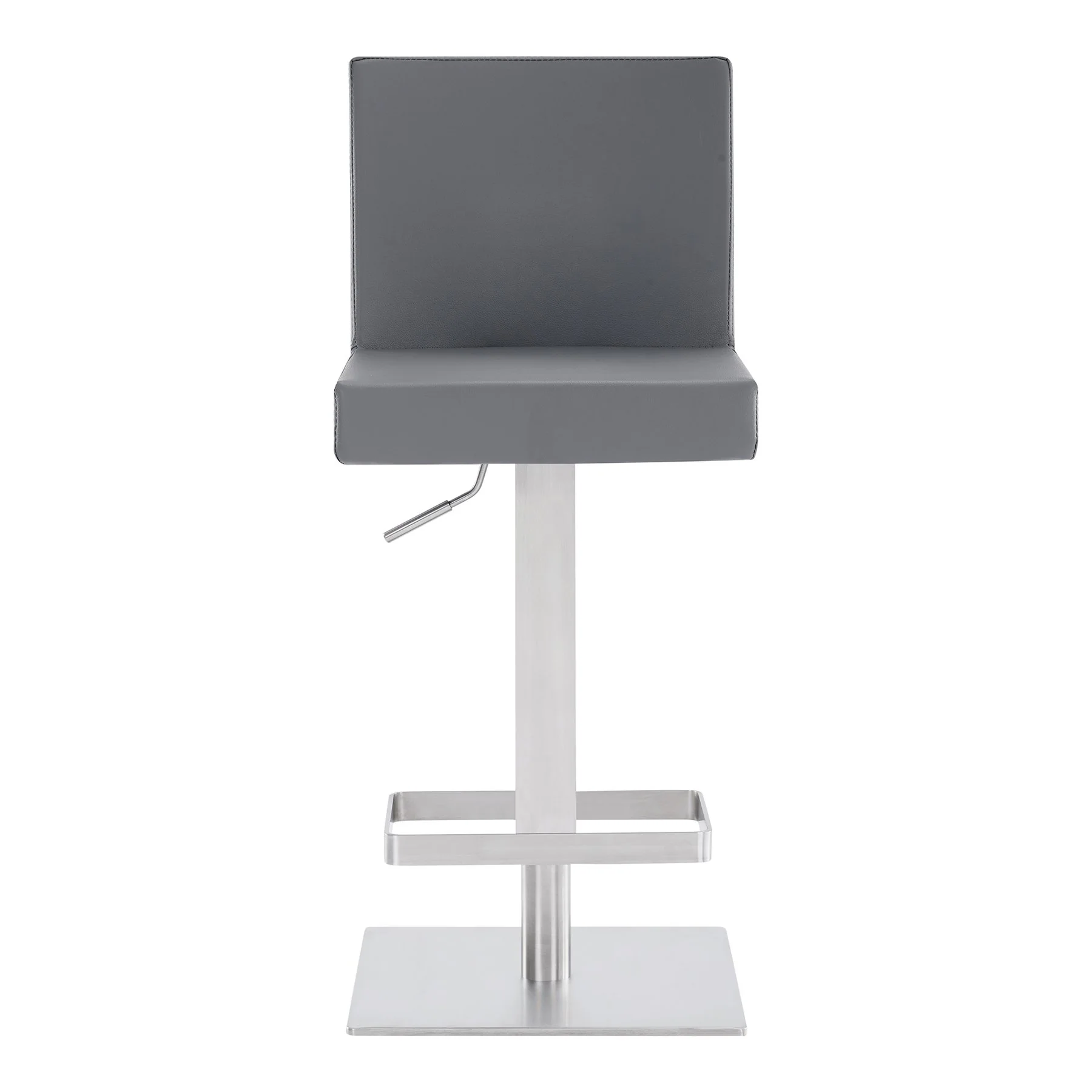 Legacy Adjustable Height Swivel Gray Faux Leather and Brushed Stainless Steel Bar Stool - Image 2