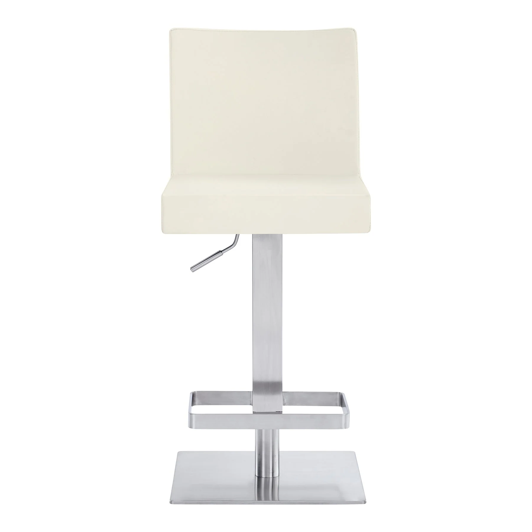 Legacy Adjustable Height Swivel Off-White Faux Leather and Brushed Stainless Steel Bar Stool - Image 2