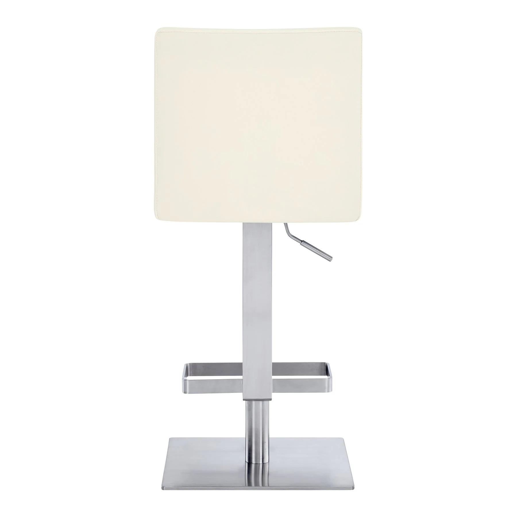 Legacy Adjustable Height Swivel Off-White Faux Leather and Brushed Stainless Steel Bar Stool - Image 4