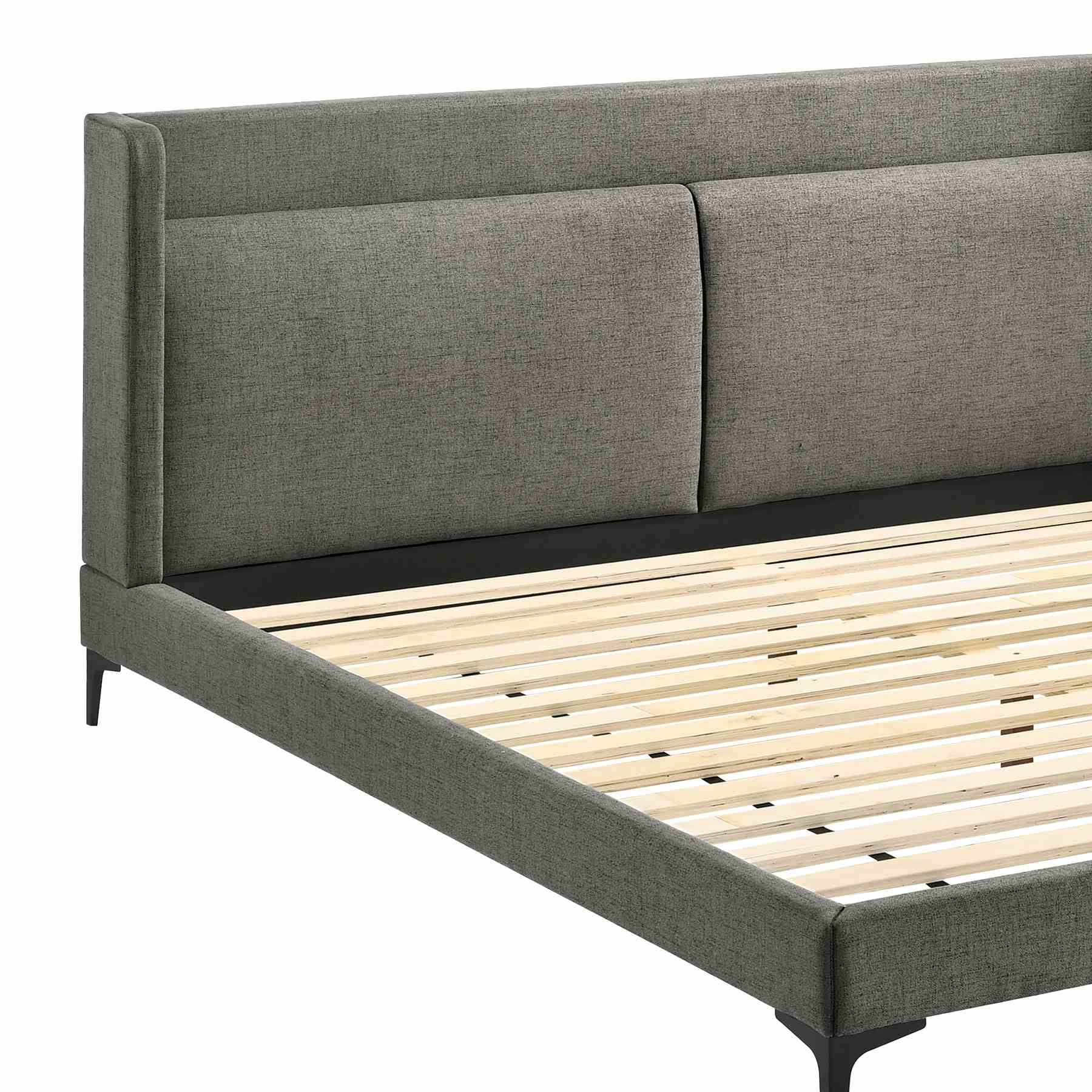 Legend 3 Piece Gray Fabric King Platform Bed and Nightstands Bedroom Set - Image 5