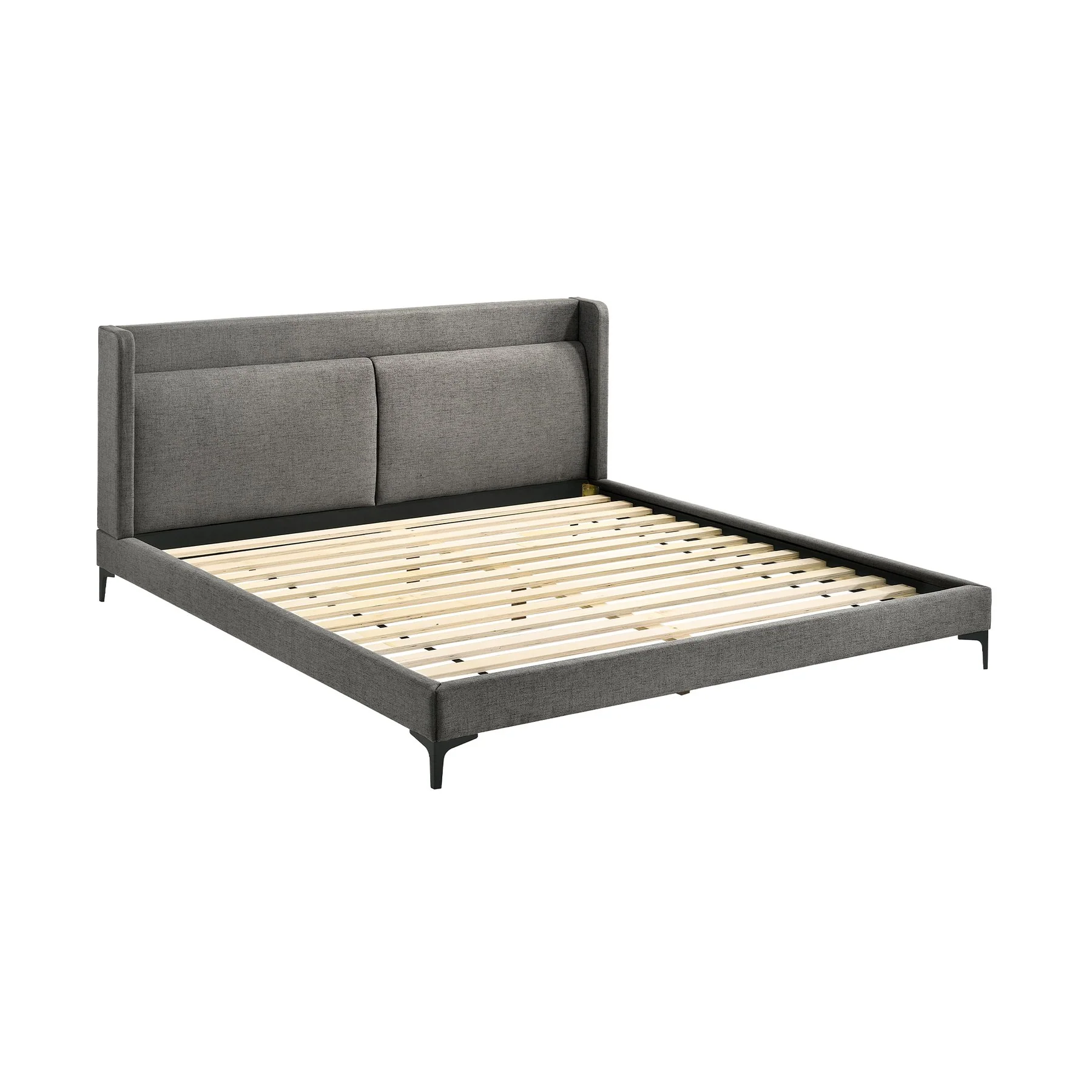Legend 4 Piece Gray Fabric King Platform Bedroom Set with Dresser and Nightstands - Image 2
